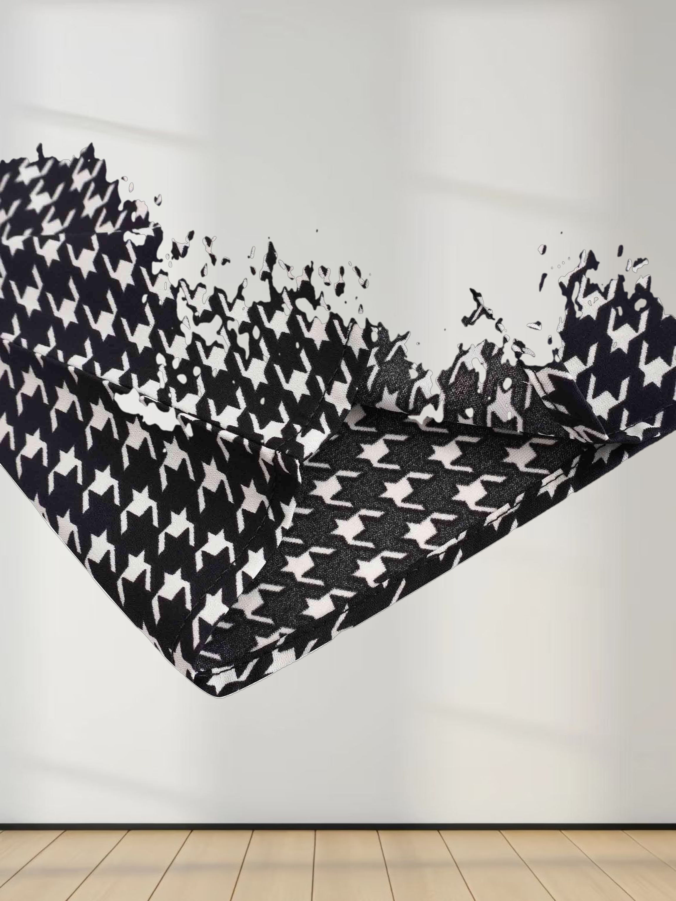 A-Line V Neck Slip Dress-Houndstooth