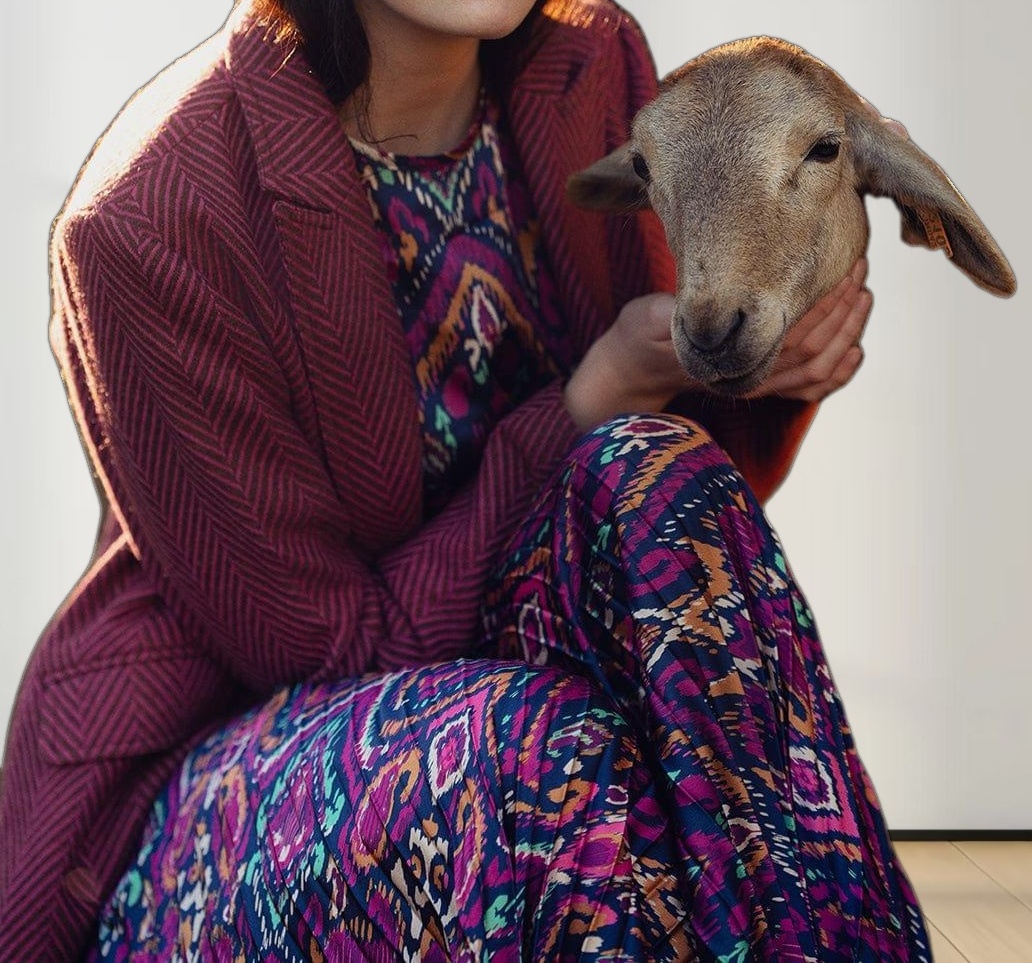 Fitted Blazer-Pink/Brown Herringbone