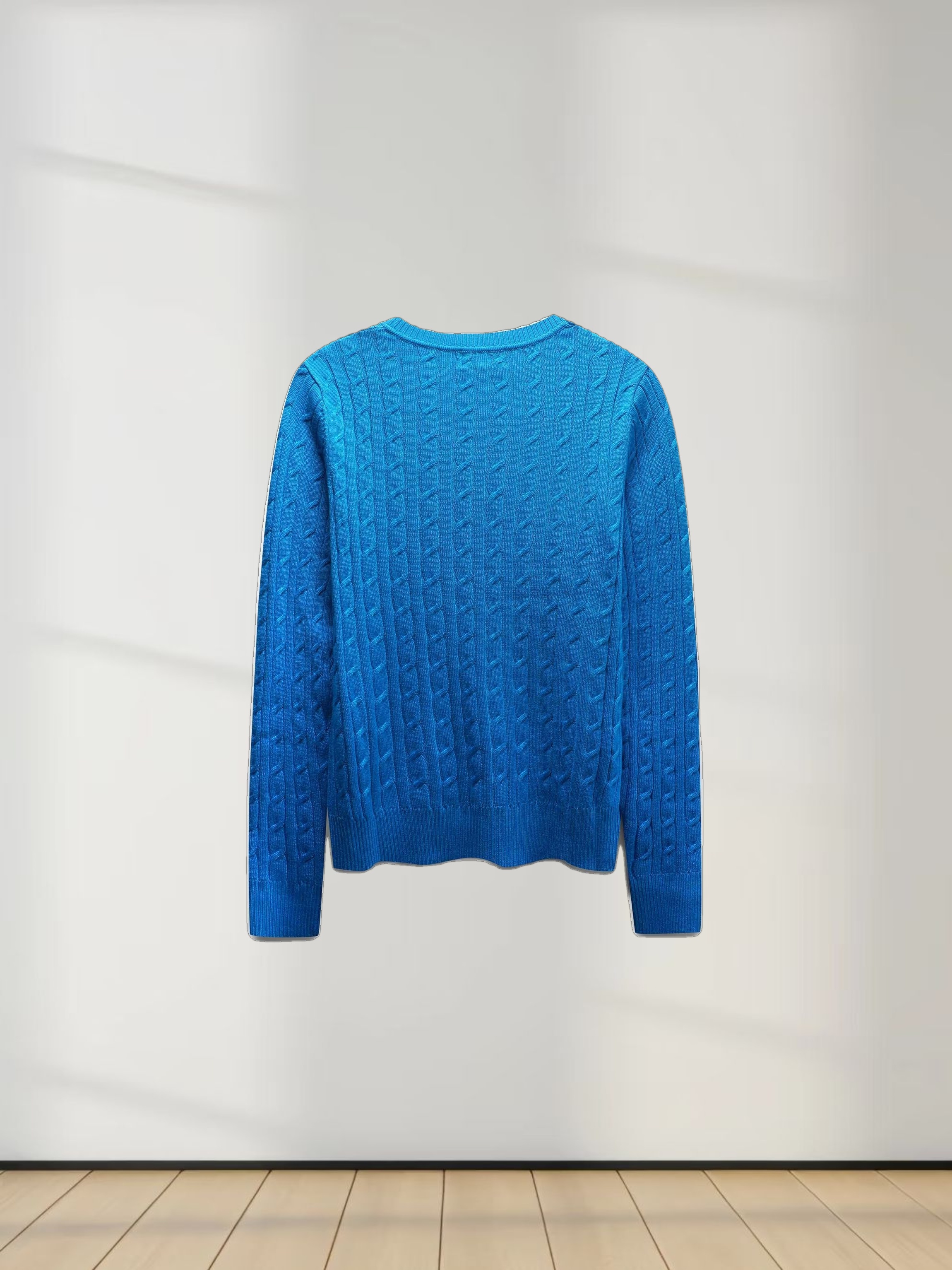 Knit Cable Sweater-Summer Cobalt Blue