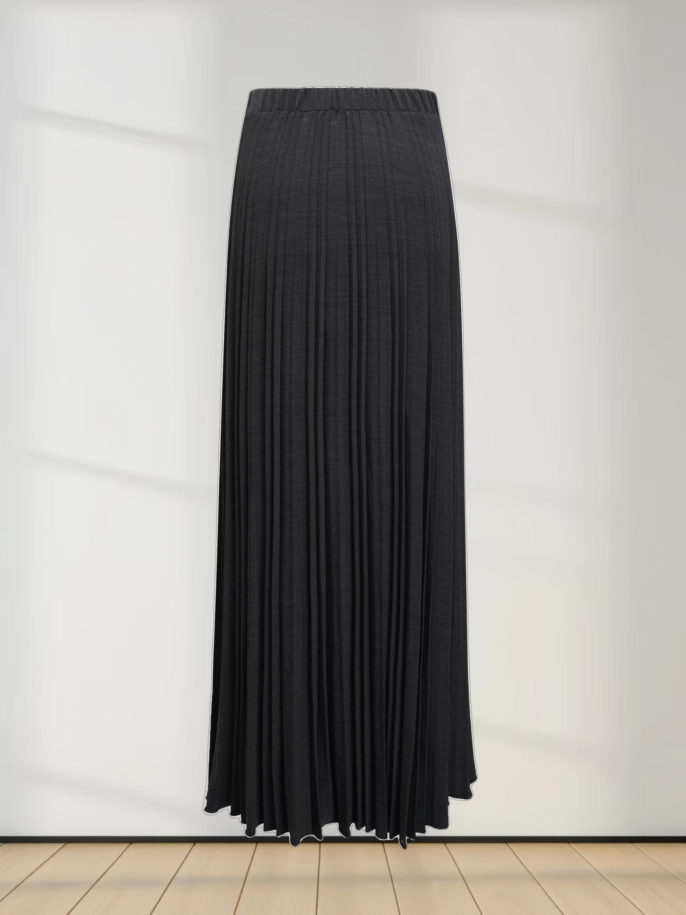 Mix Pleat Skirt-Denim Grey