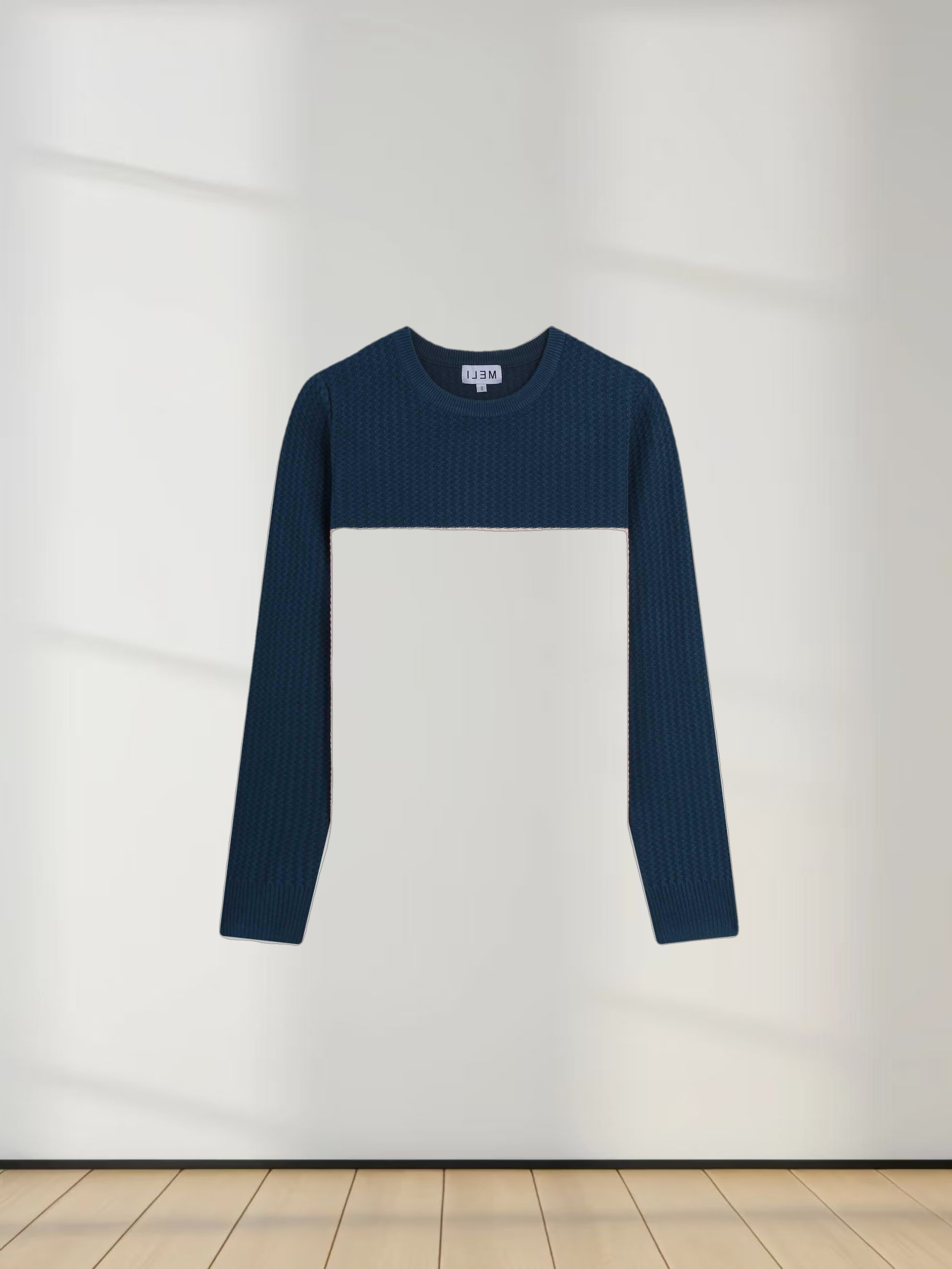 Waffle Wave Sweater-Teal/Ivory