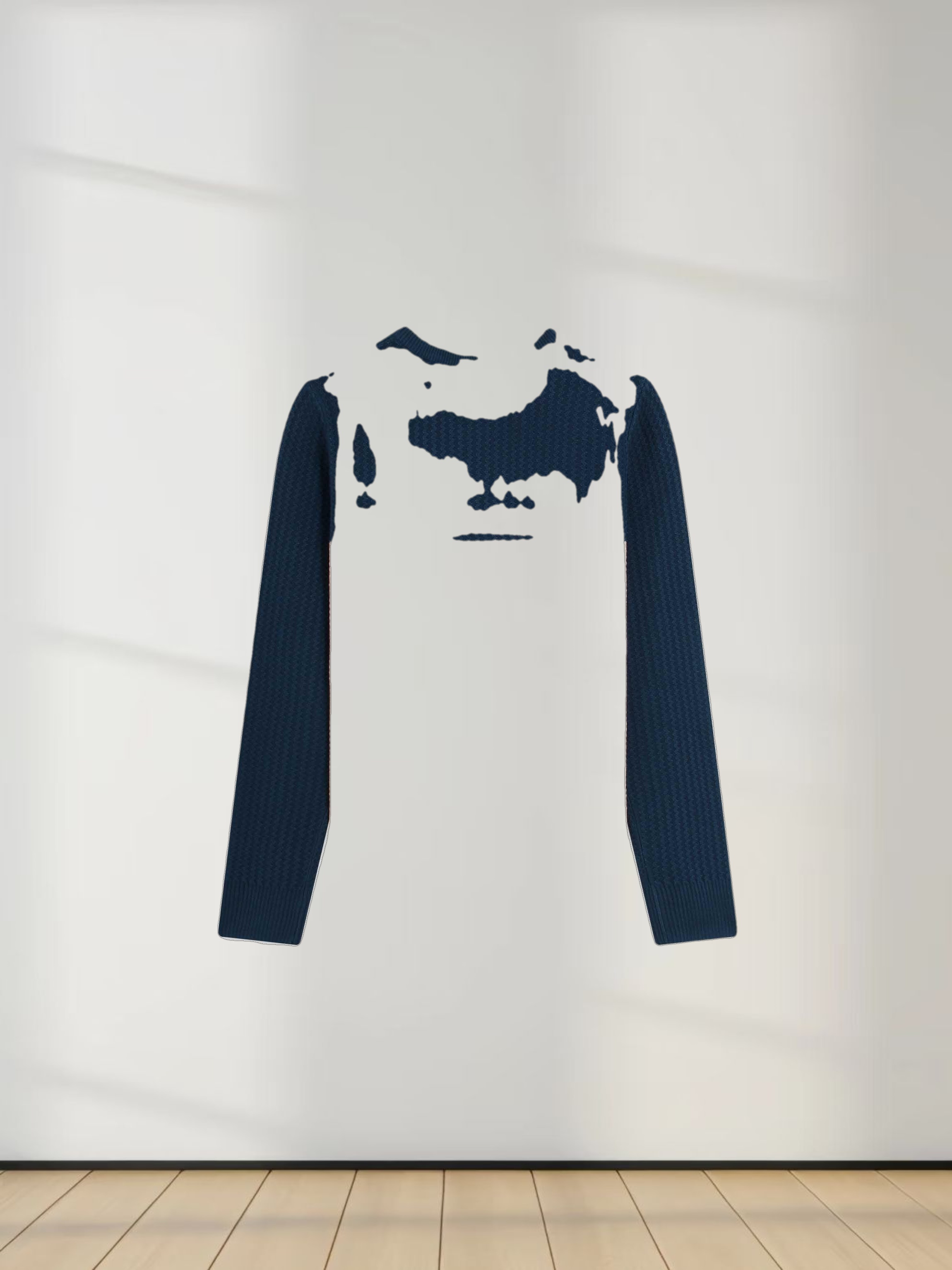 Waffle Wave Sweater-Teal/Ivory