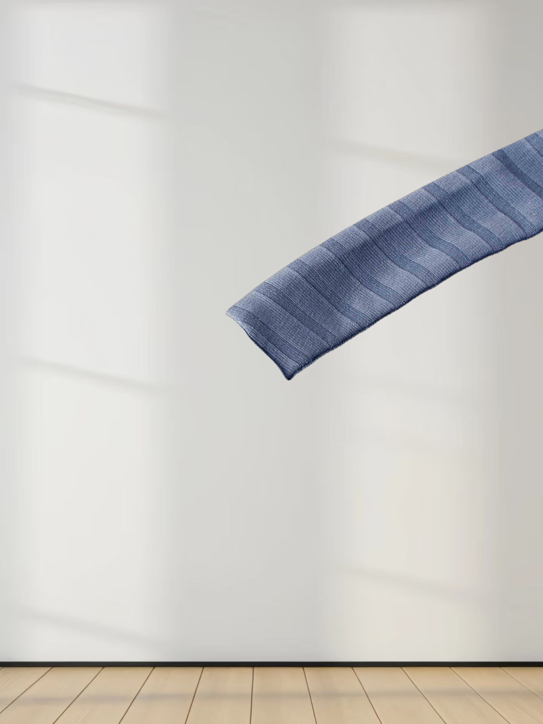 Ribbed High V Bomber-Denim Blue