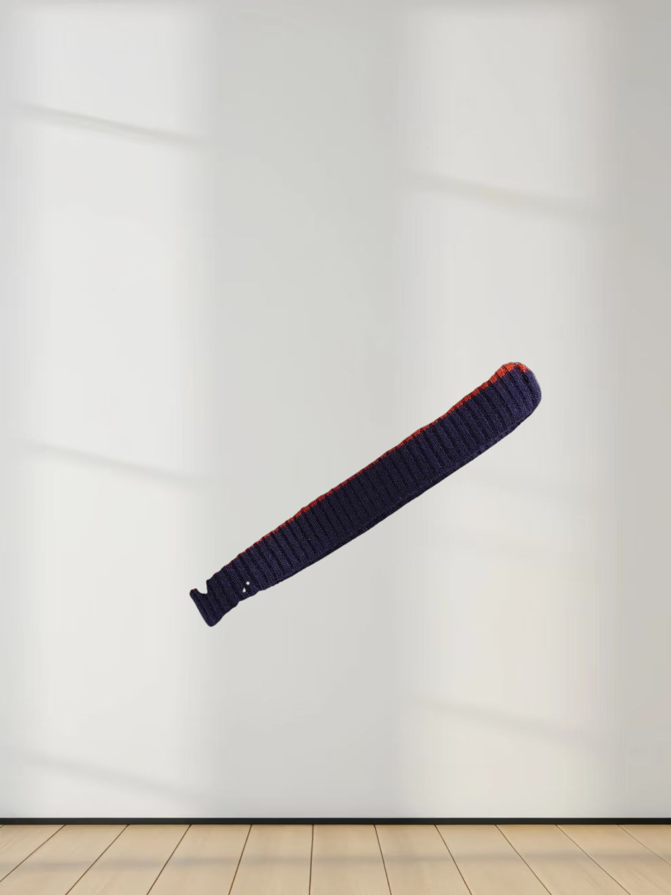 Striped Ribbed Turtleneck-Navy/Camel