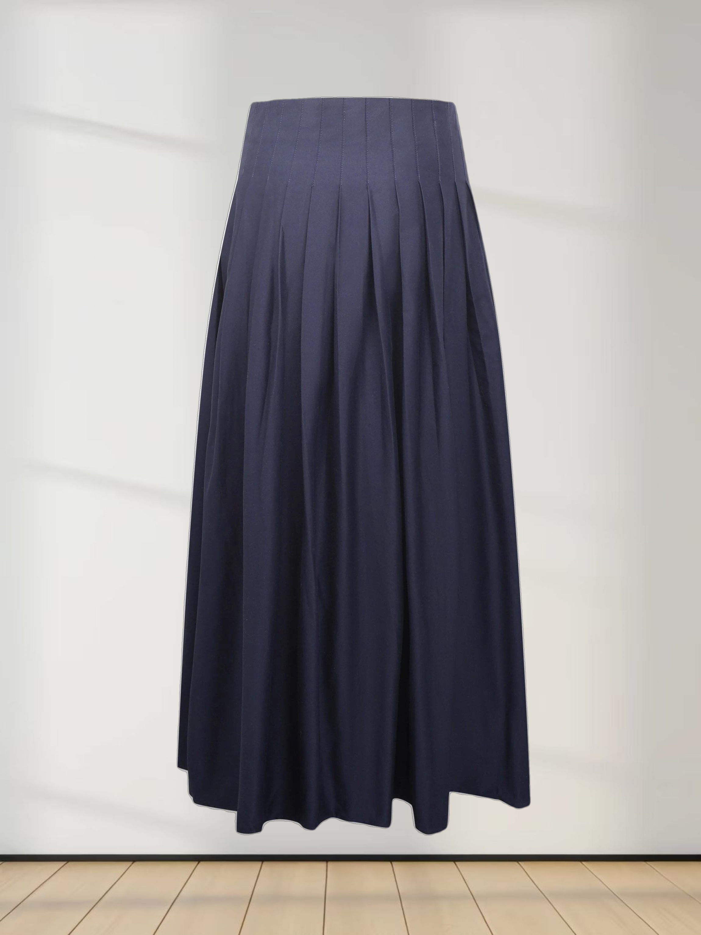 Full Pleated Skirt-Navy