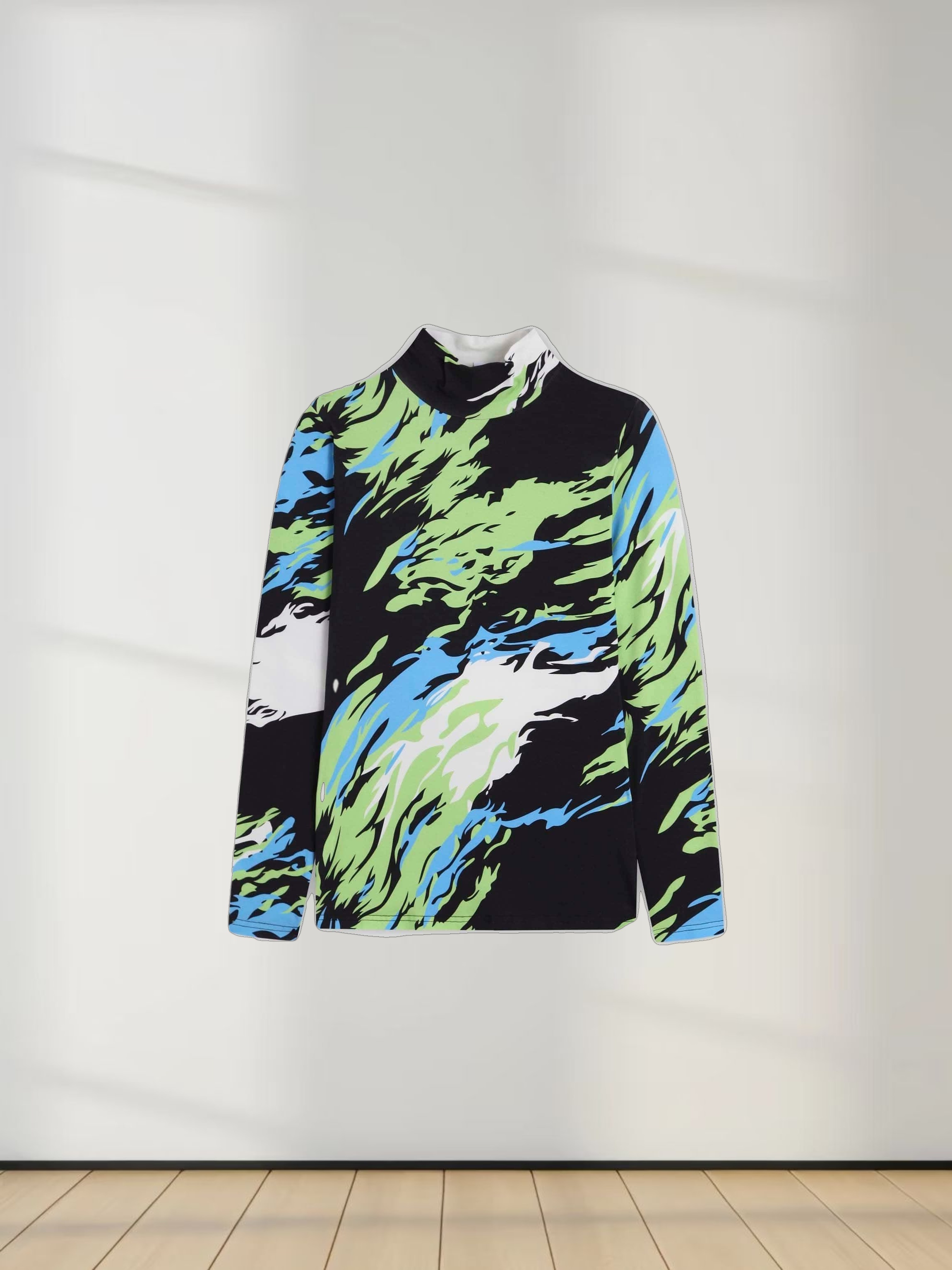 Printed Modal Turtleneck-Ice Fire