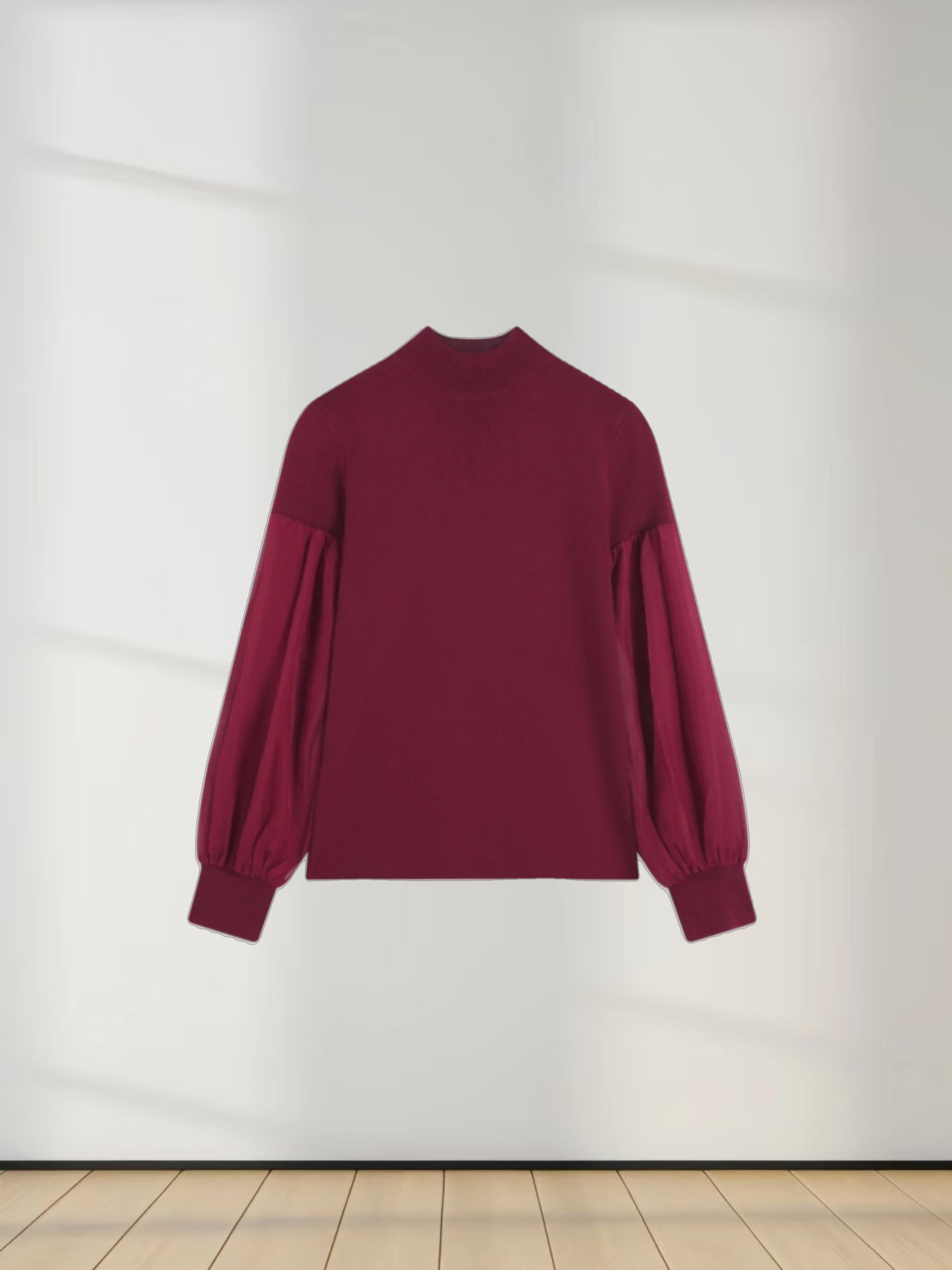 Melania Chiffon Sweater-Burgundy