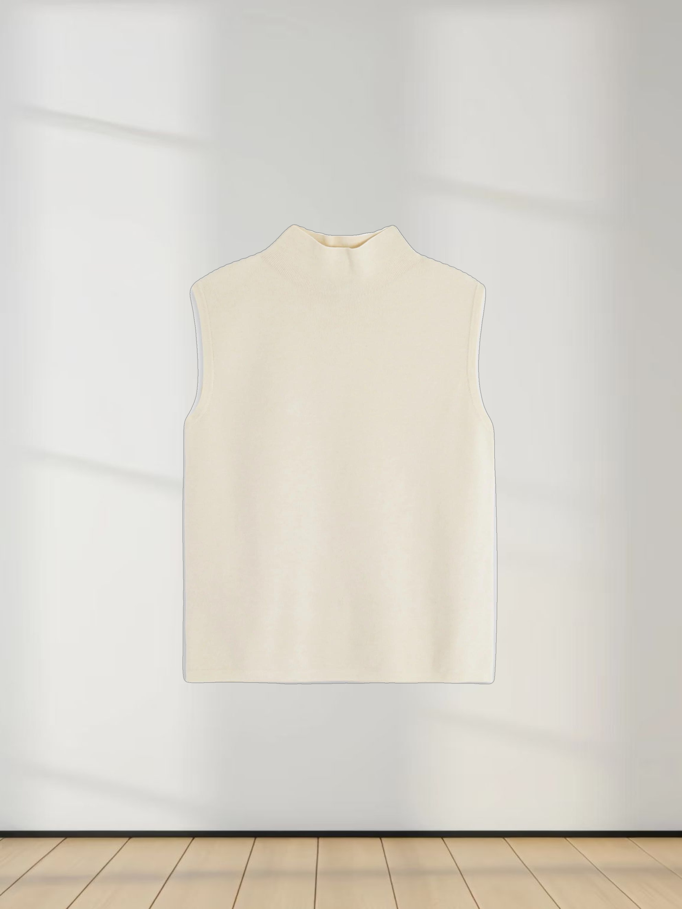 Sleeveless Mock Neck Sweater-Ivory