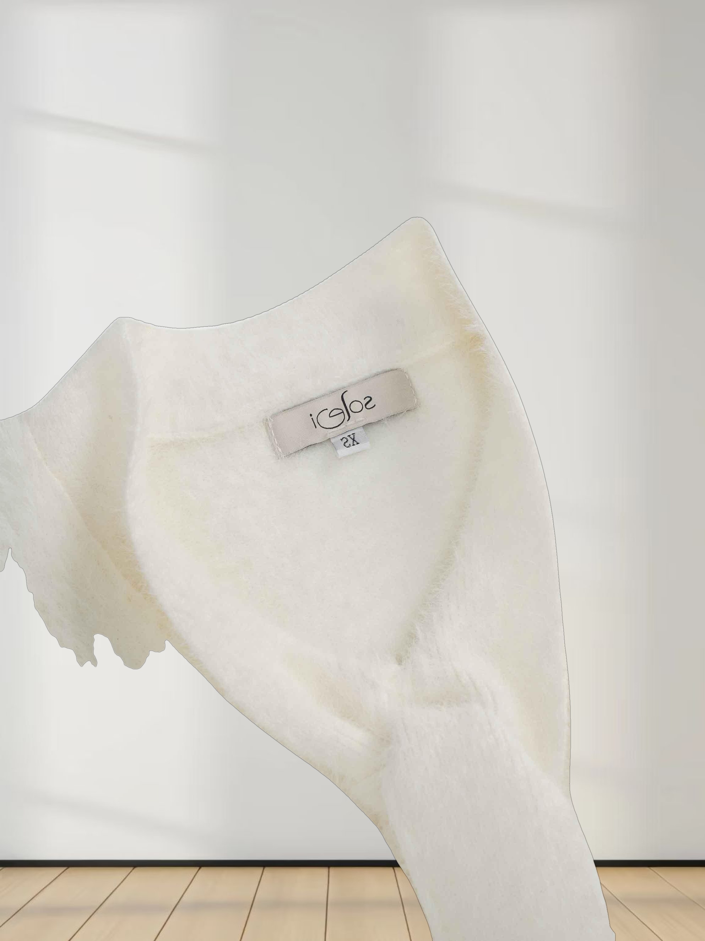 Mohair Shawl Collar Cardigan-Cream