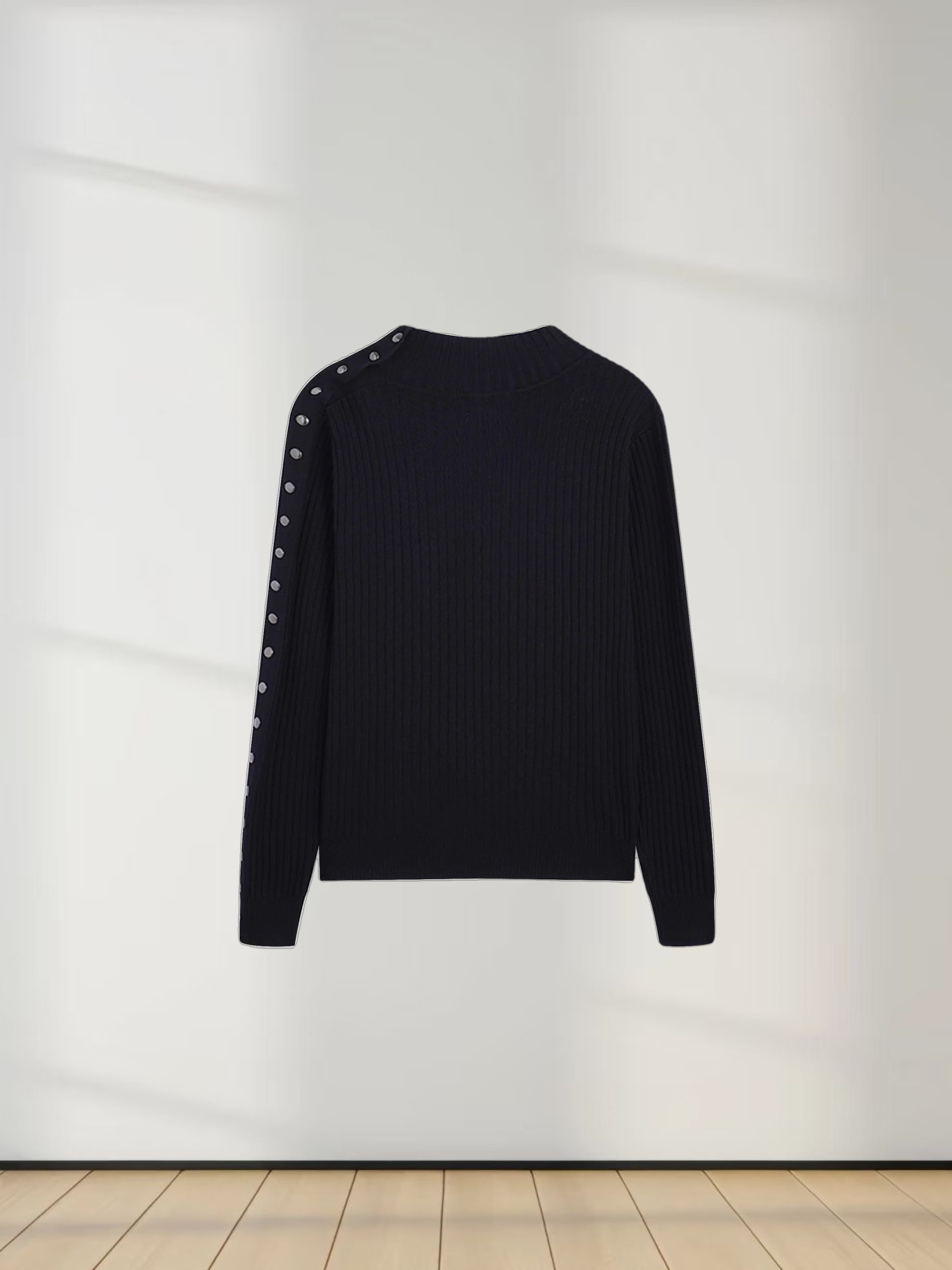 Side Snap Sweater-Black