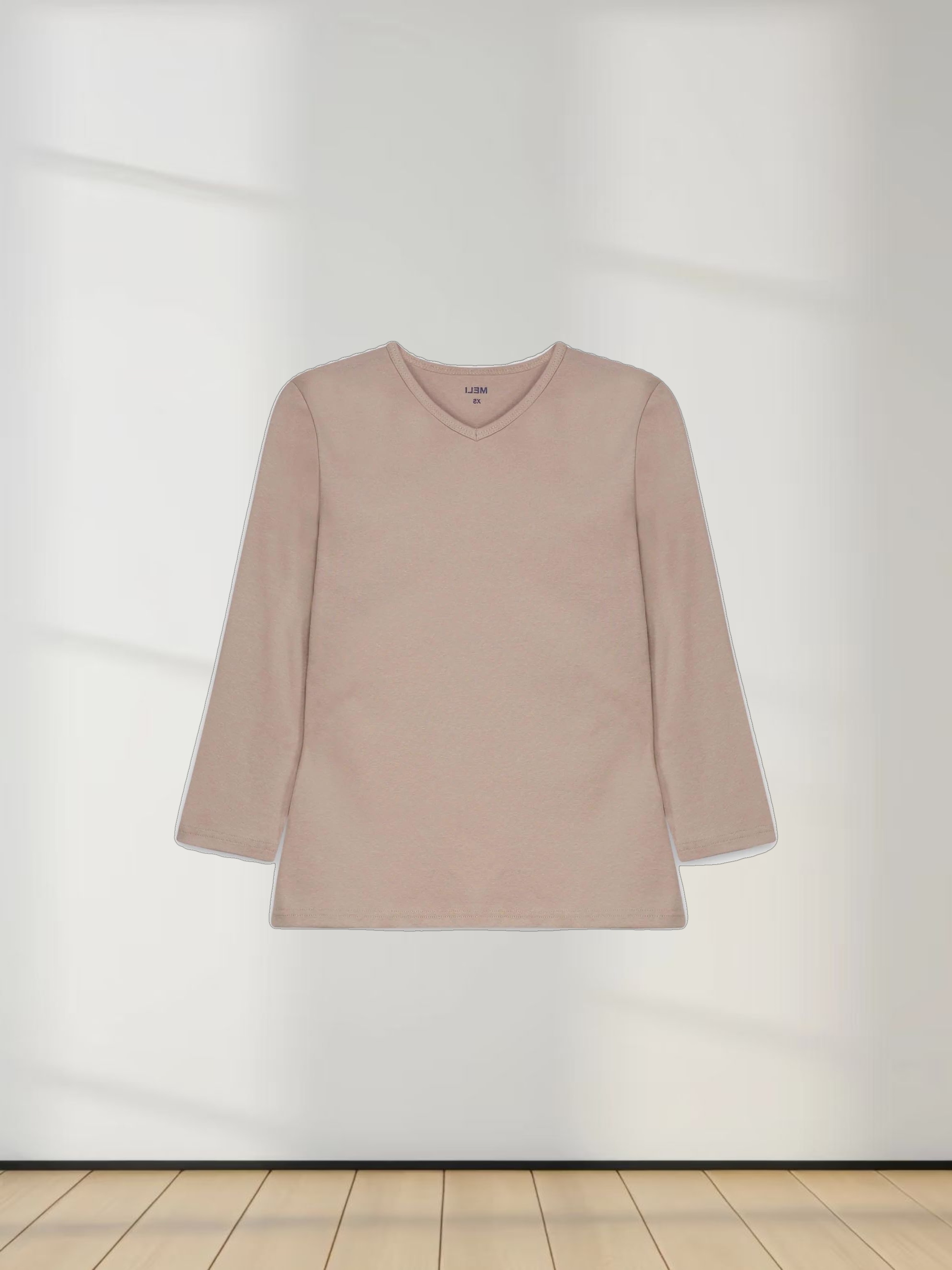 BASIC HIGH V TEE 3Q-DUSTY MAUVE