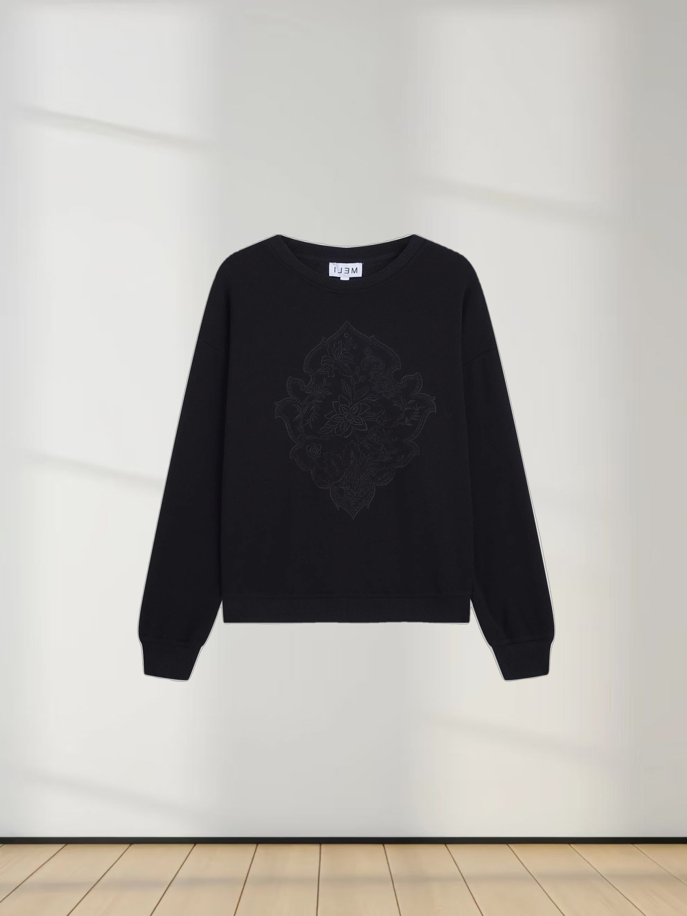 Embroidered Sweatshirt-Black