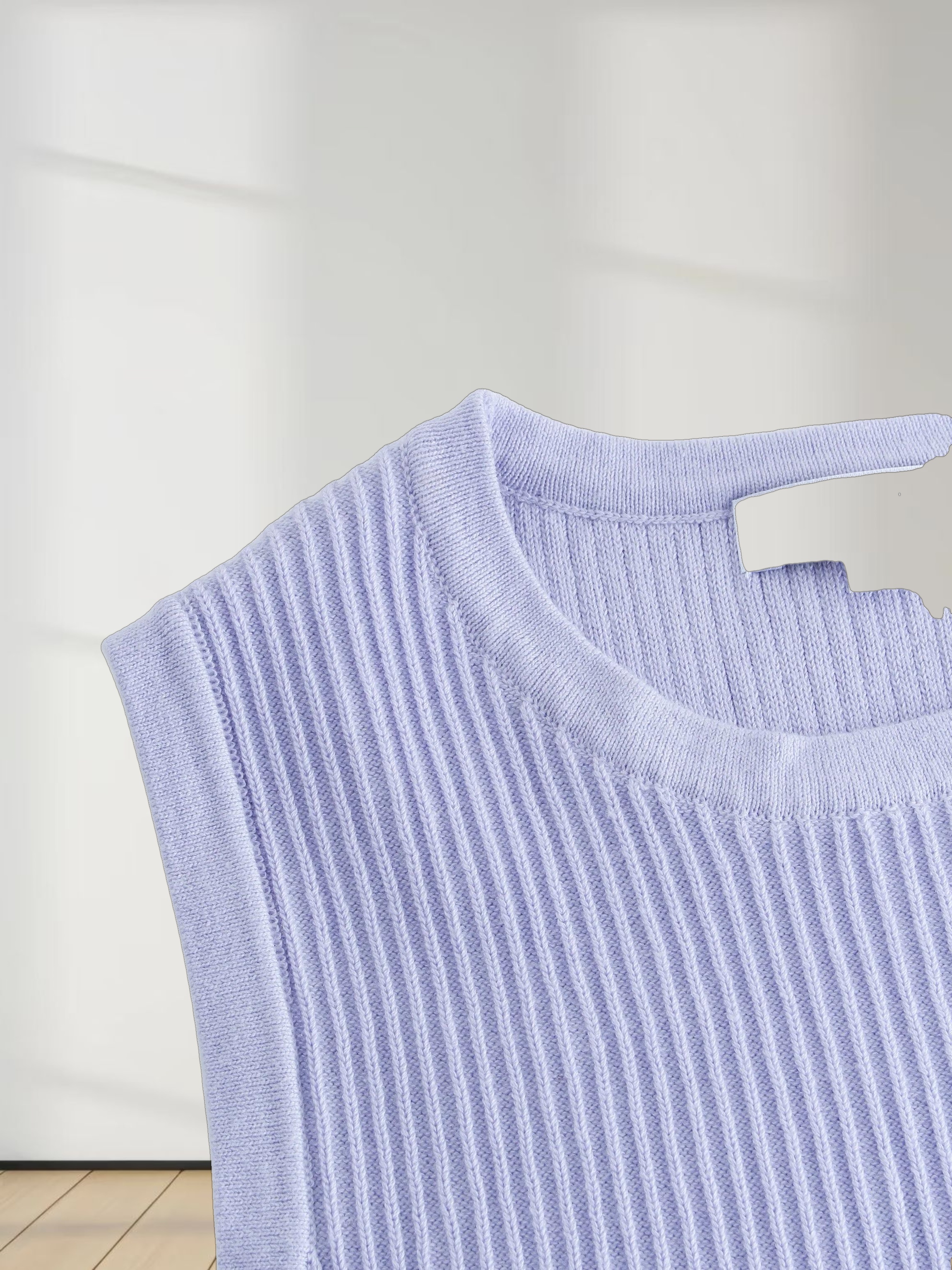 Sleeveless Ribbed Crew-Lavender