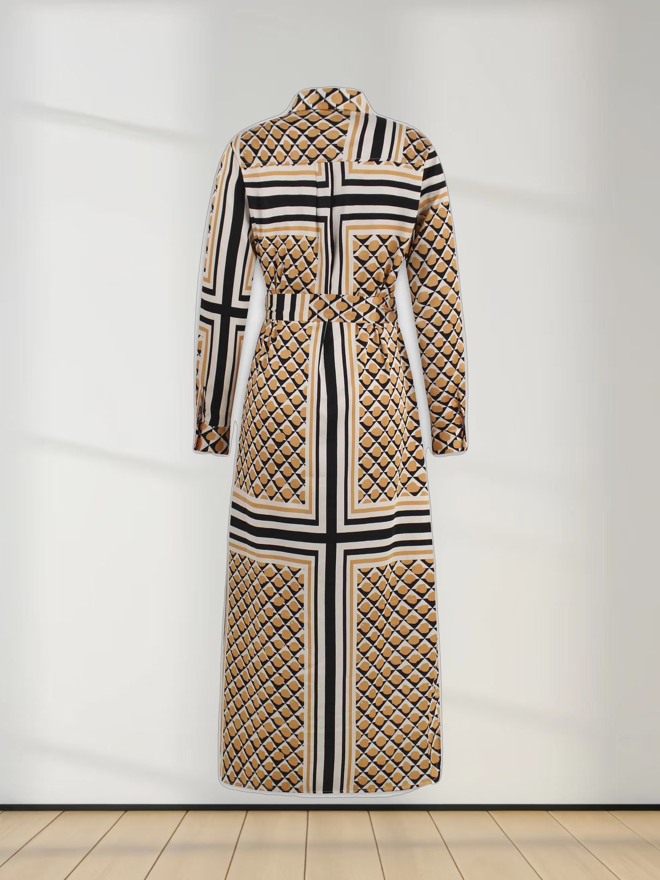 Long Shirtdress-Geo Black