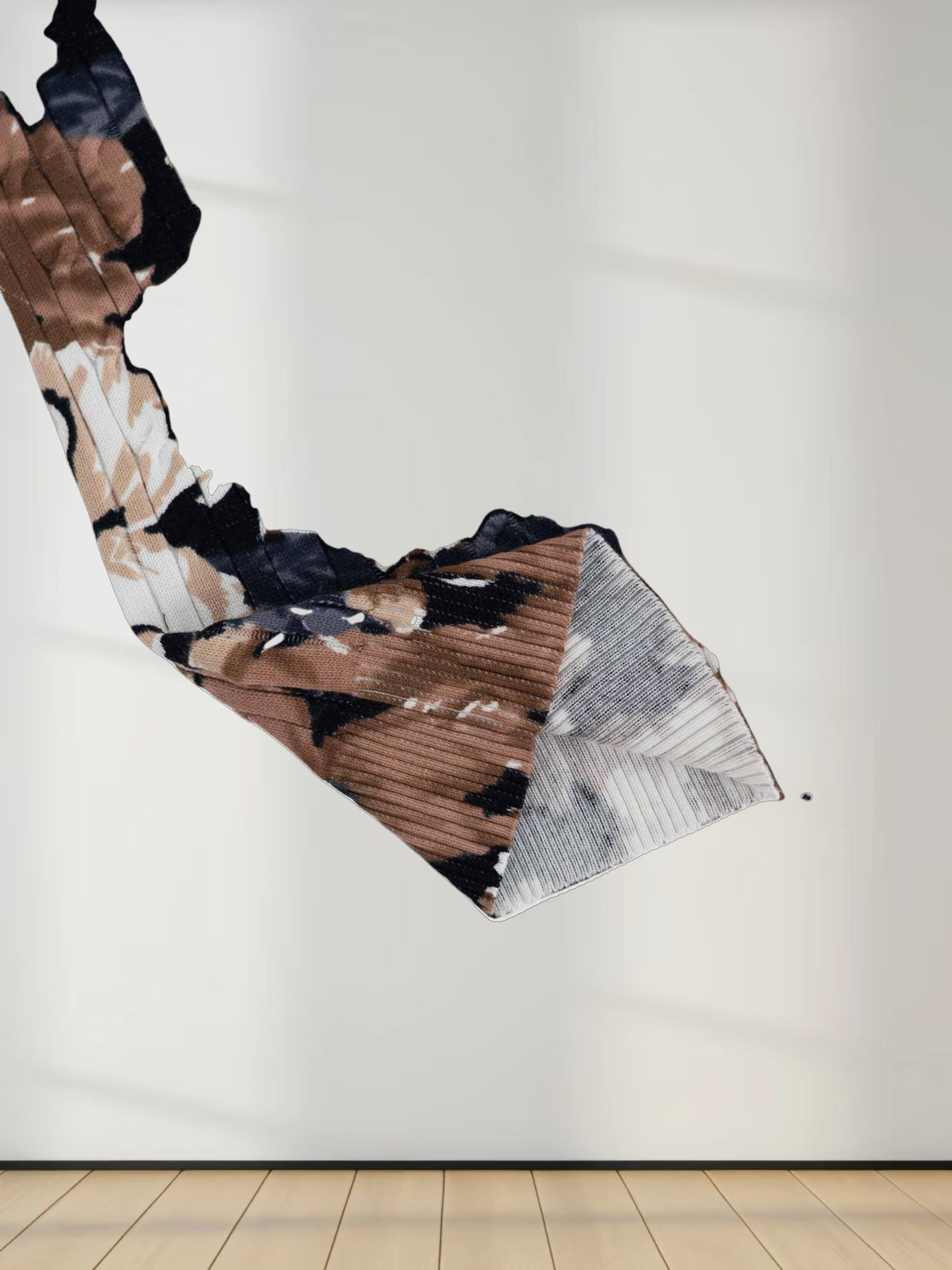 Printed Cable Sweater-Tan Flower