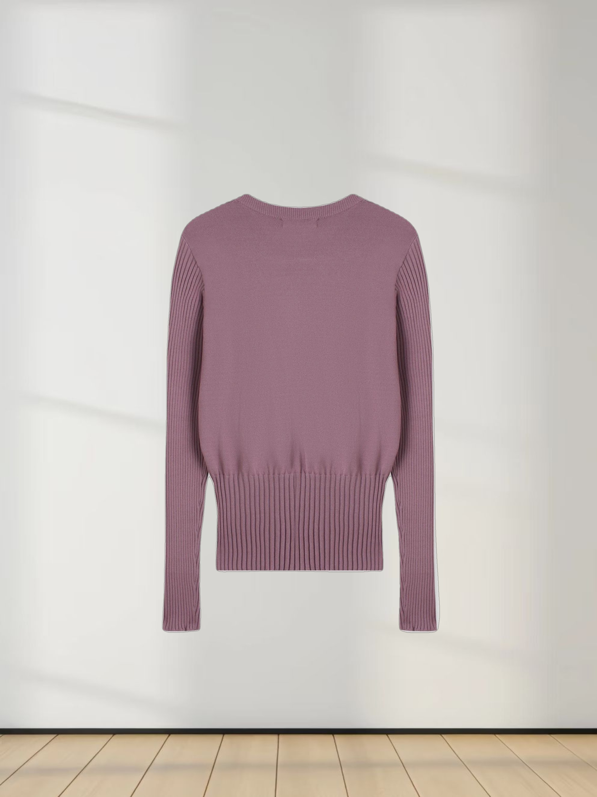 RIBBED WAISTED SWEATER-LILAC