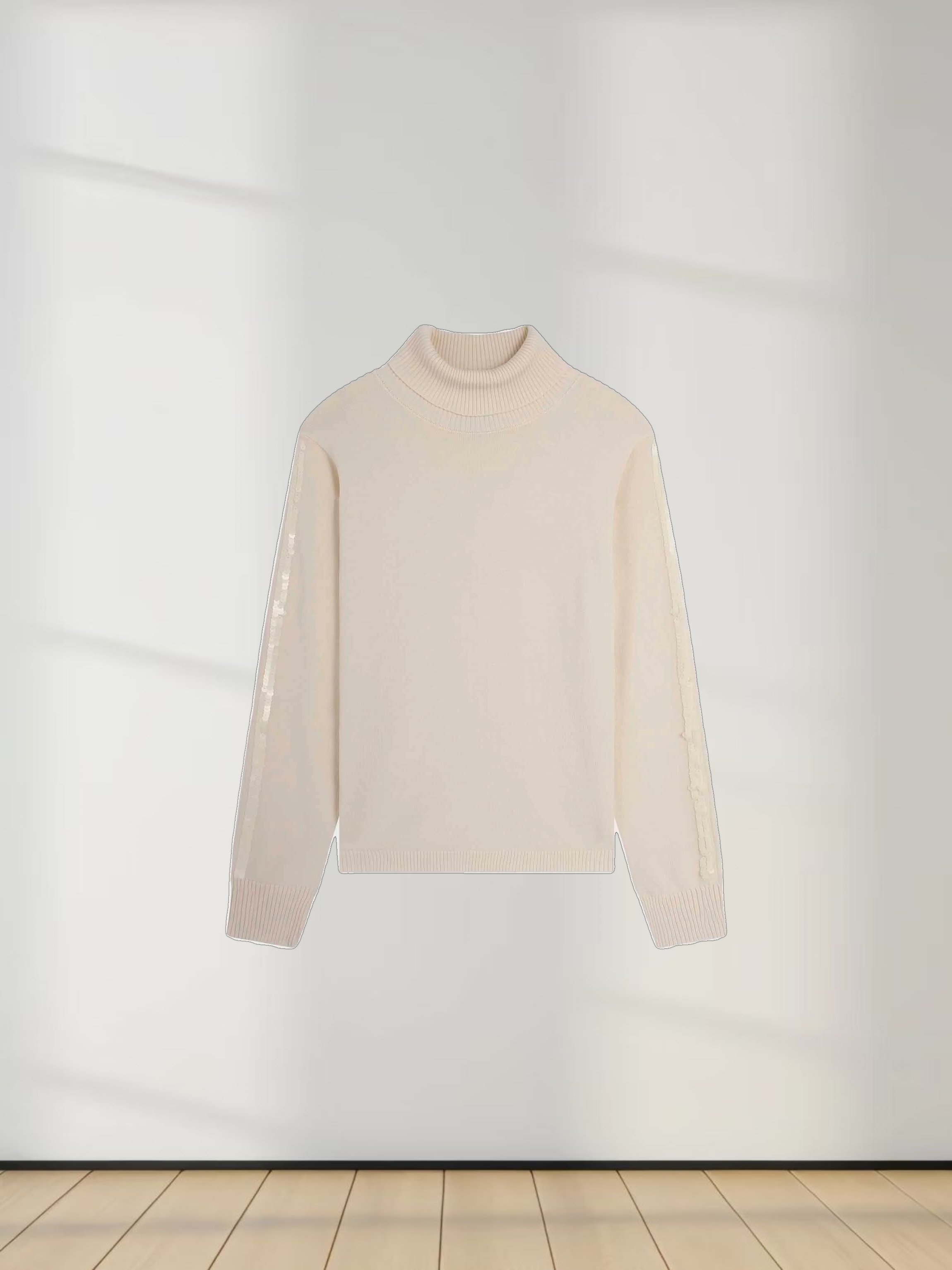 Sequin Trim Sweater-Ivory