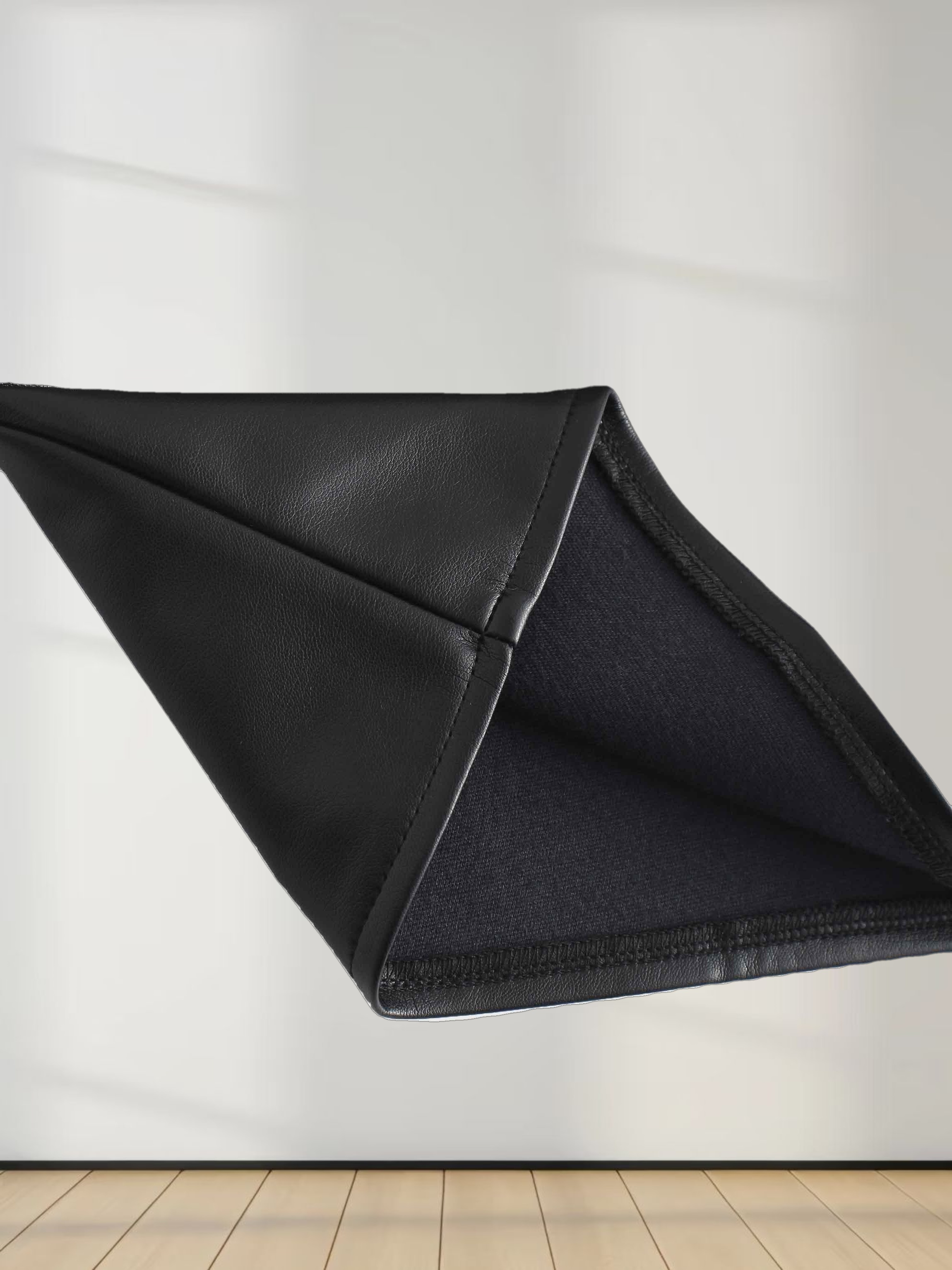 Short A-Line Seamed Faux Leather Skirt-Black