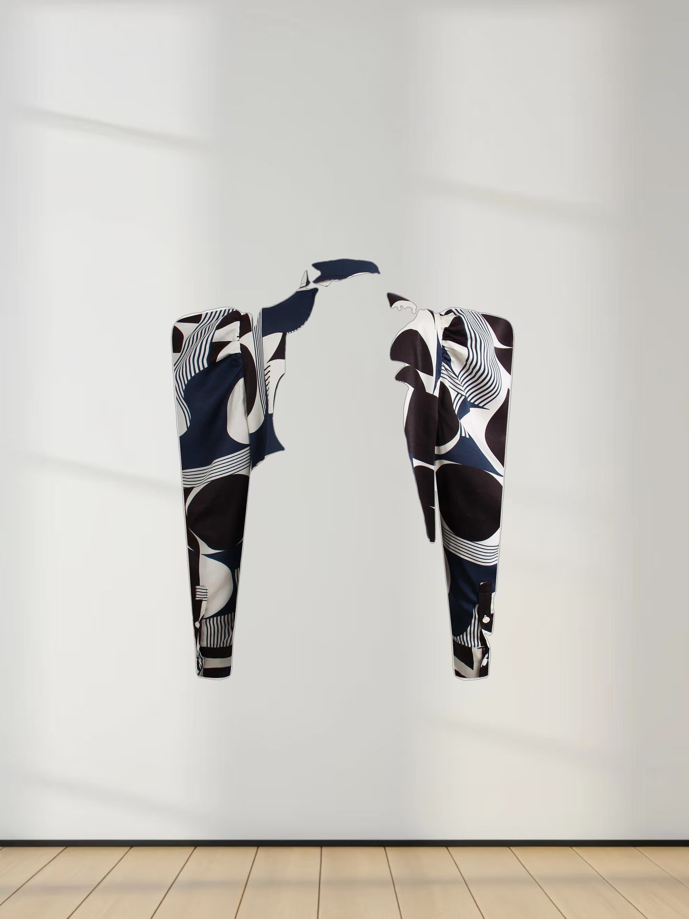 Puff Top Blouse-Geometric Design