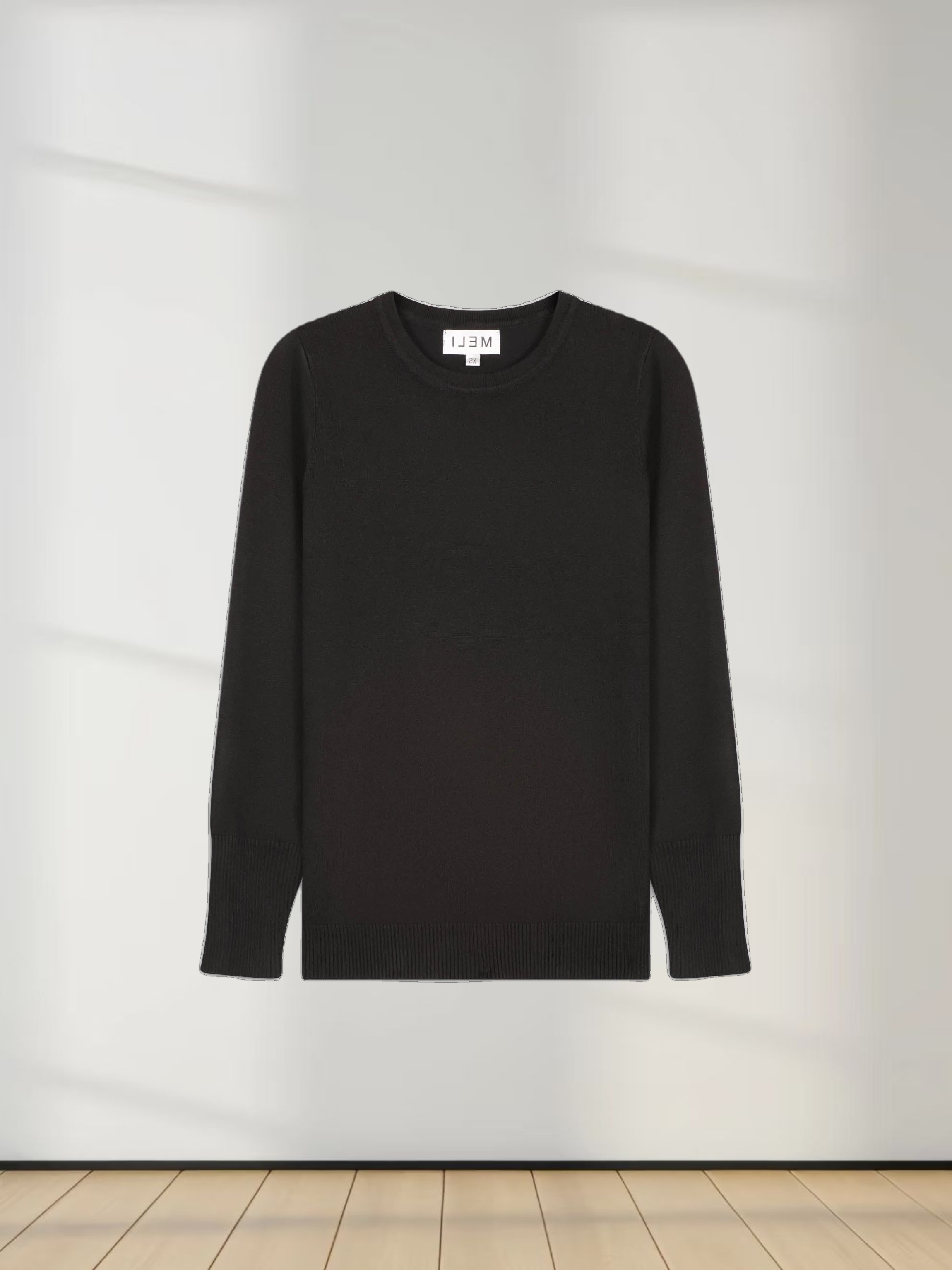 BASIC CREW SWEATER (LS) - BLACK