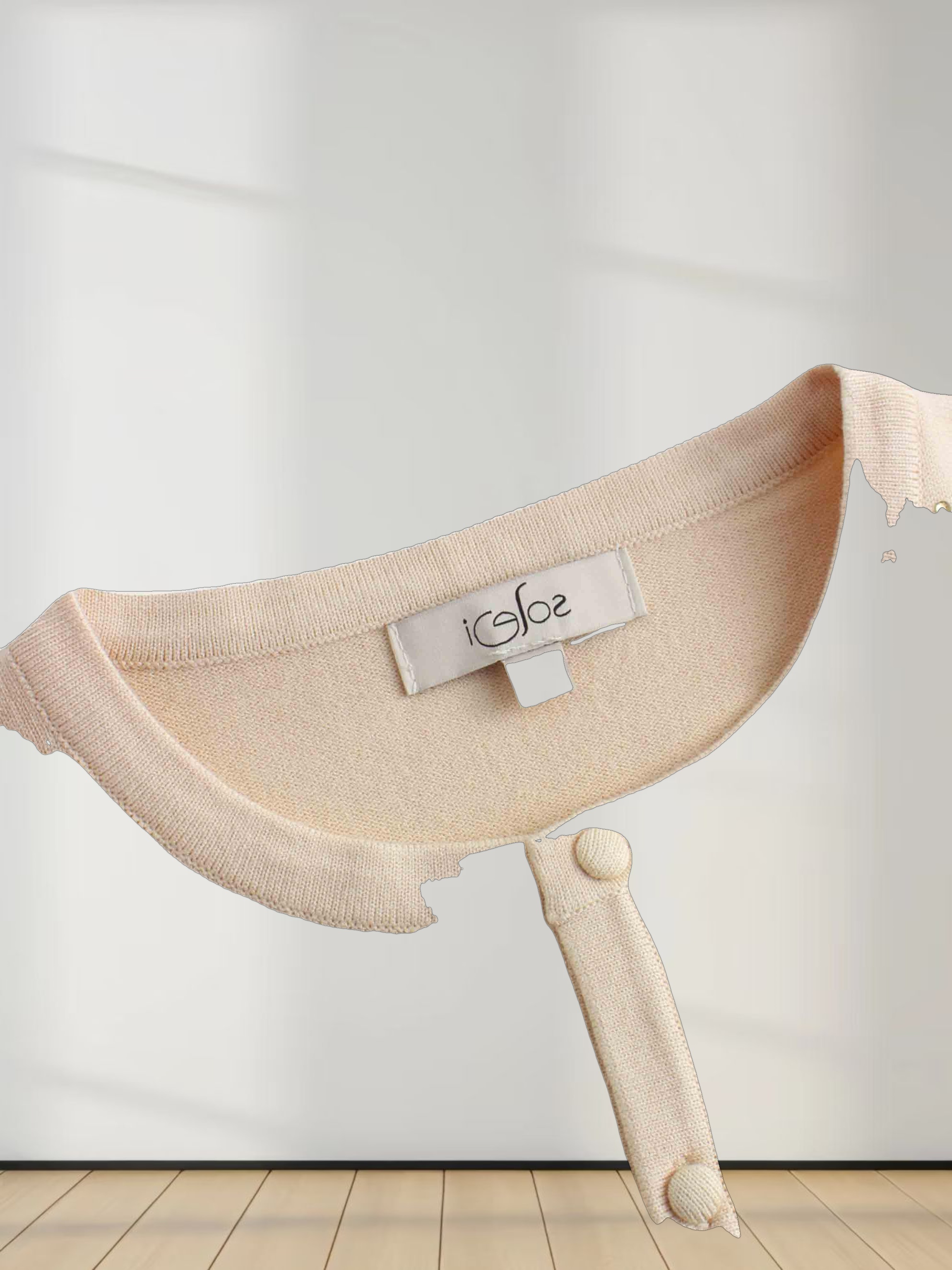 Stone Embellished Crew Cardigan-Vanilla