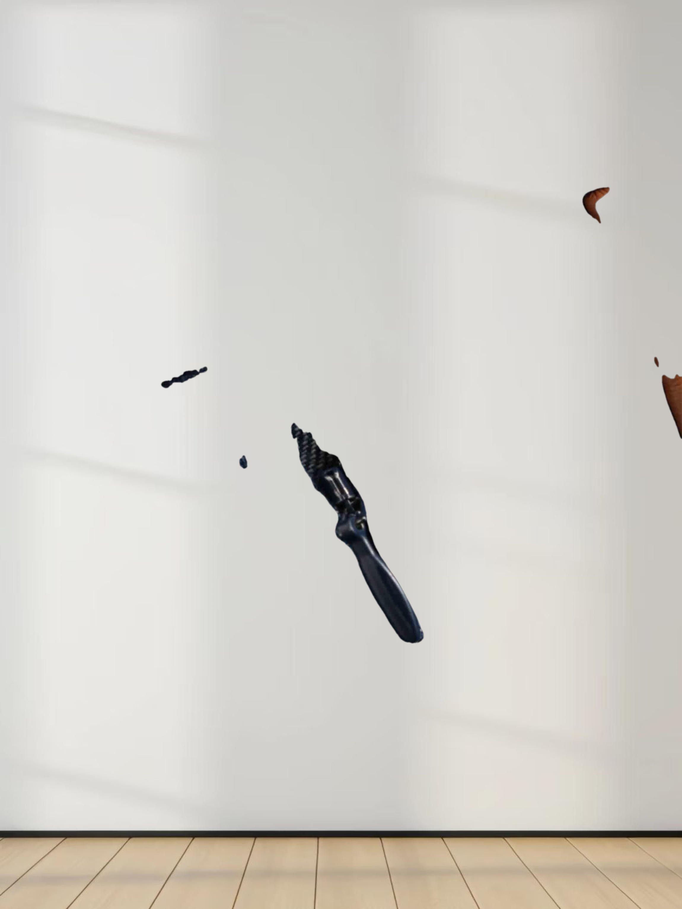 Leather Trim Denim Skirt-Blue