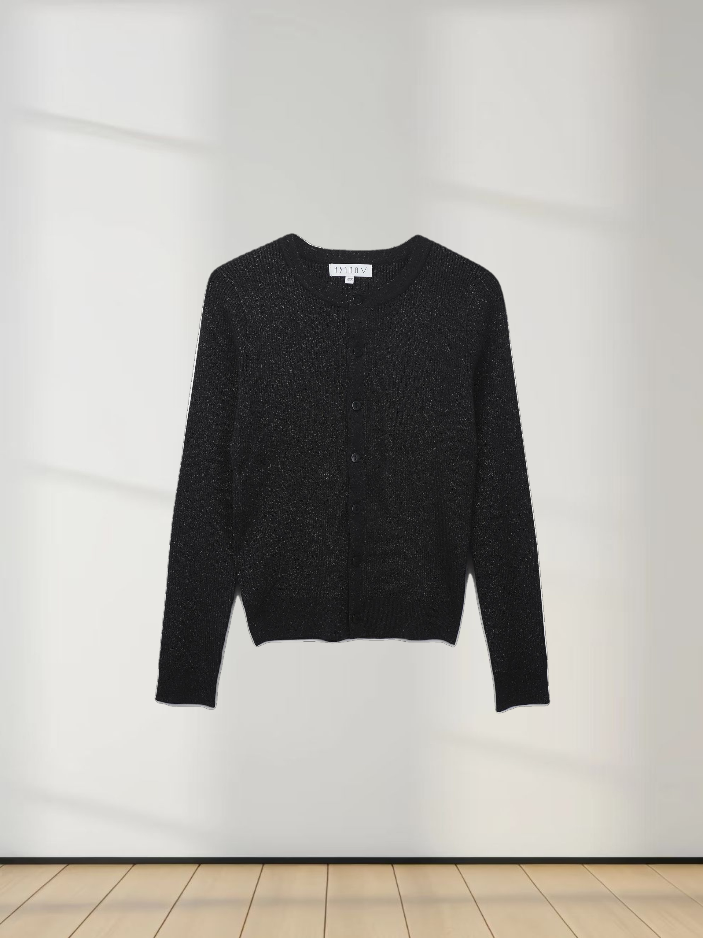 Lurex Ribbed Sweater-Black