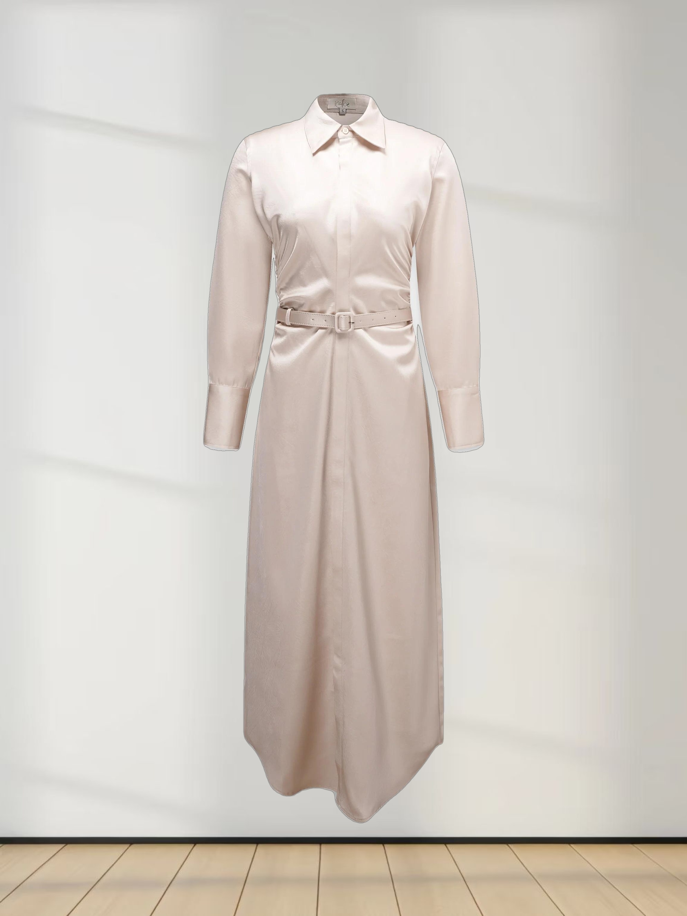 Side Gathered Dress-Champagne