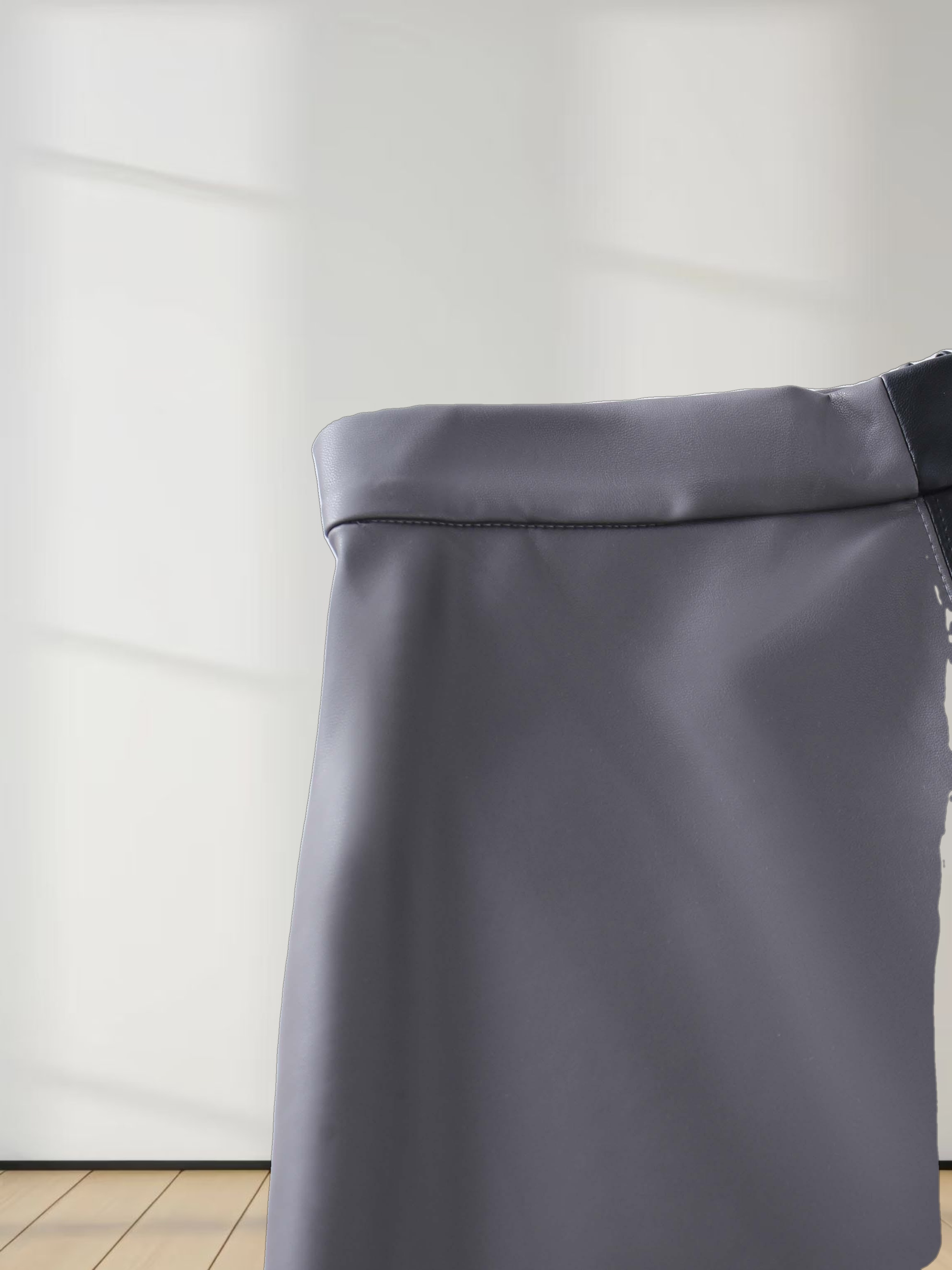 Two Tone Leather Skirt-Black/Grey