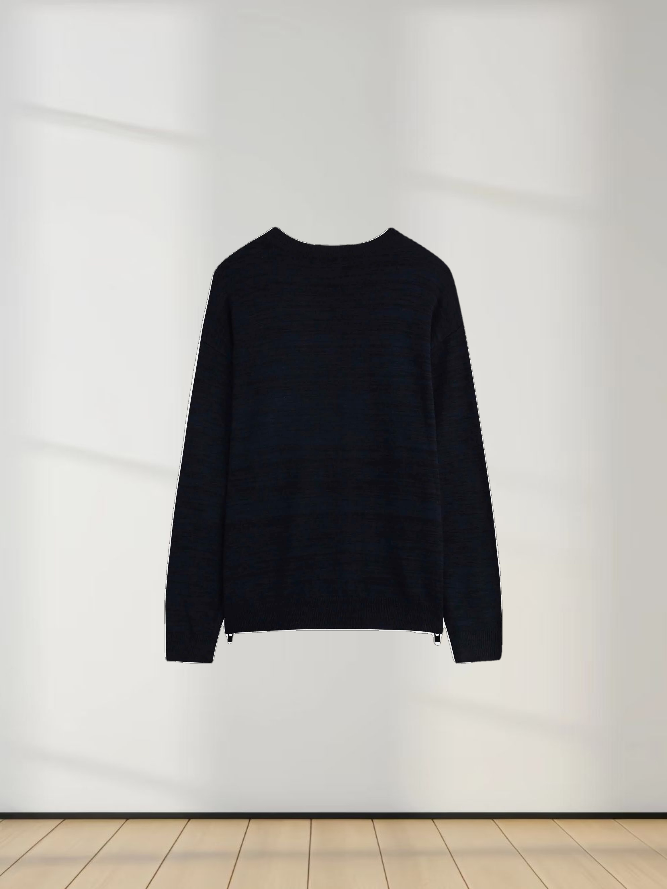 Side Zipper Sweater-Black/Blue