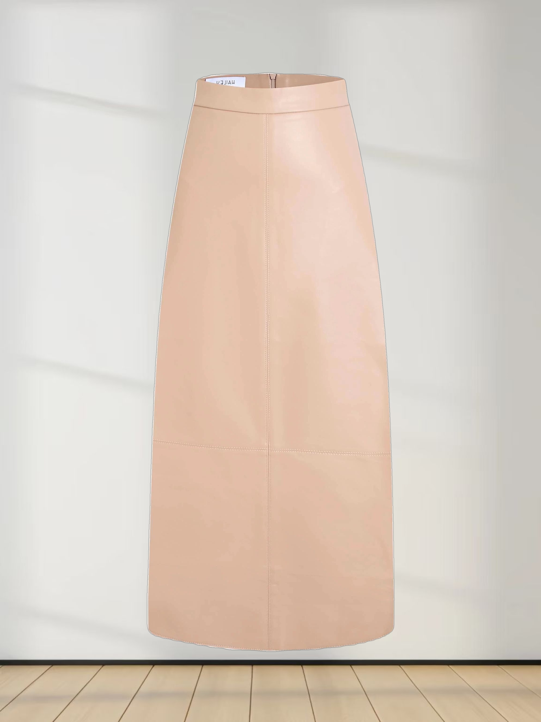 Leather A-Line Skirt-Peach