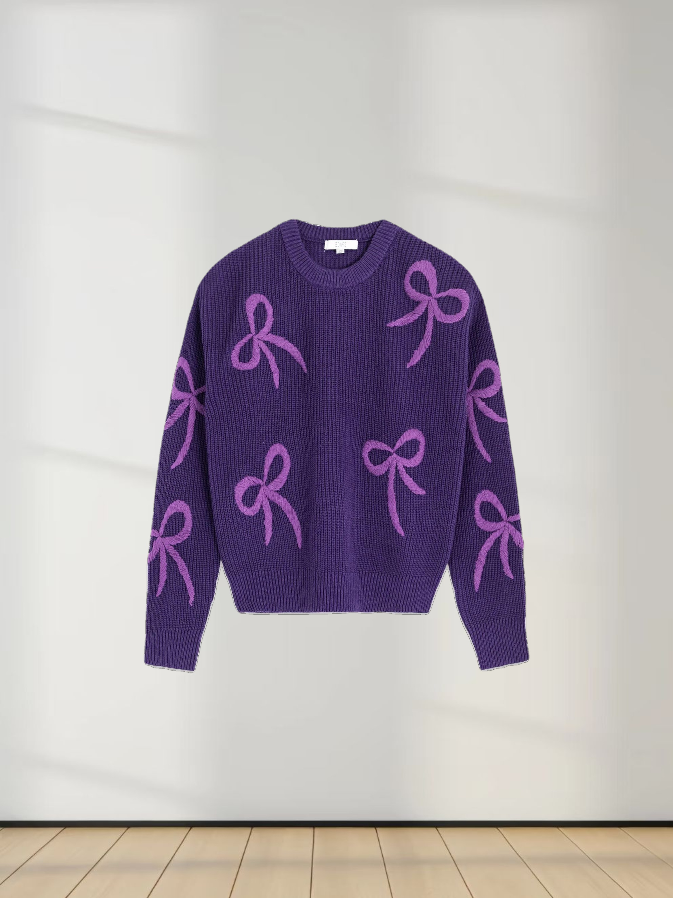 Bow Ribbon Sweater-Purple/Purple