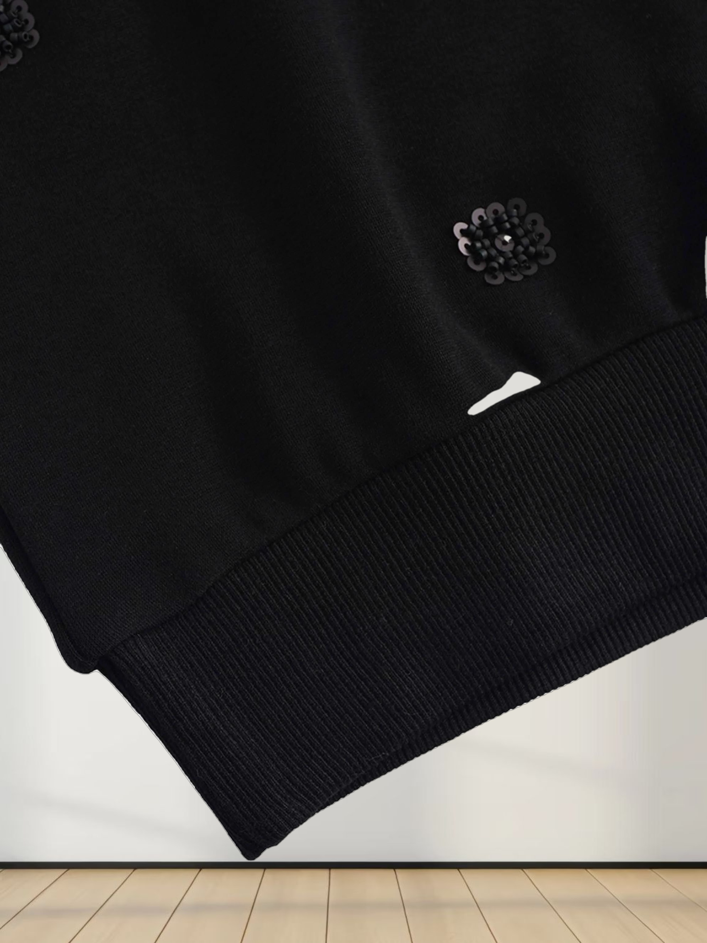 Embellished Sweatshirt-Black/Black