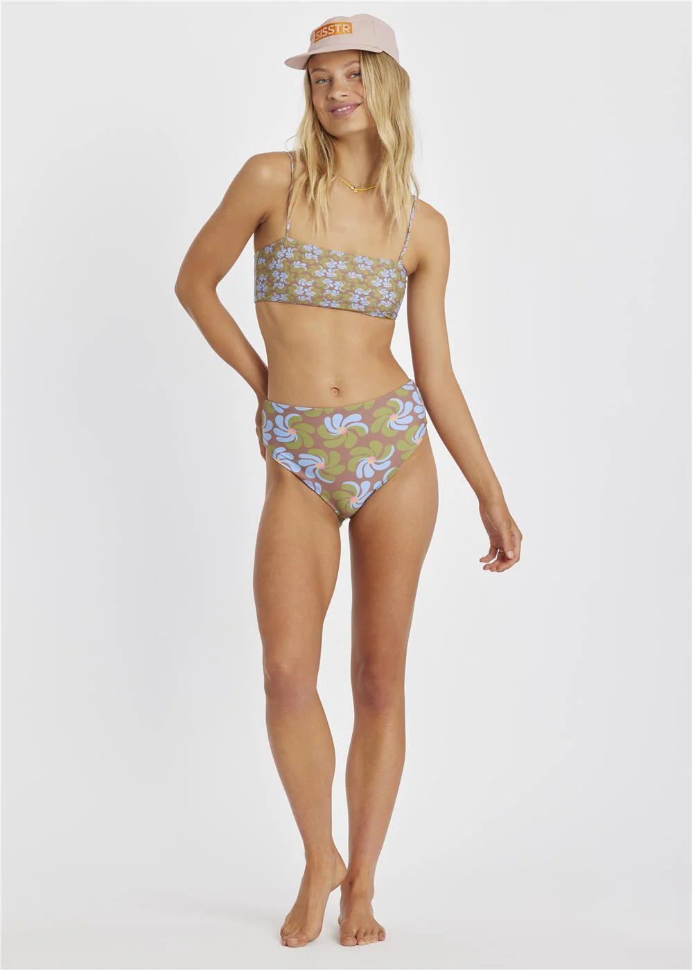 Reversible Floral Bandeau Swim Top