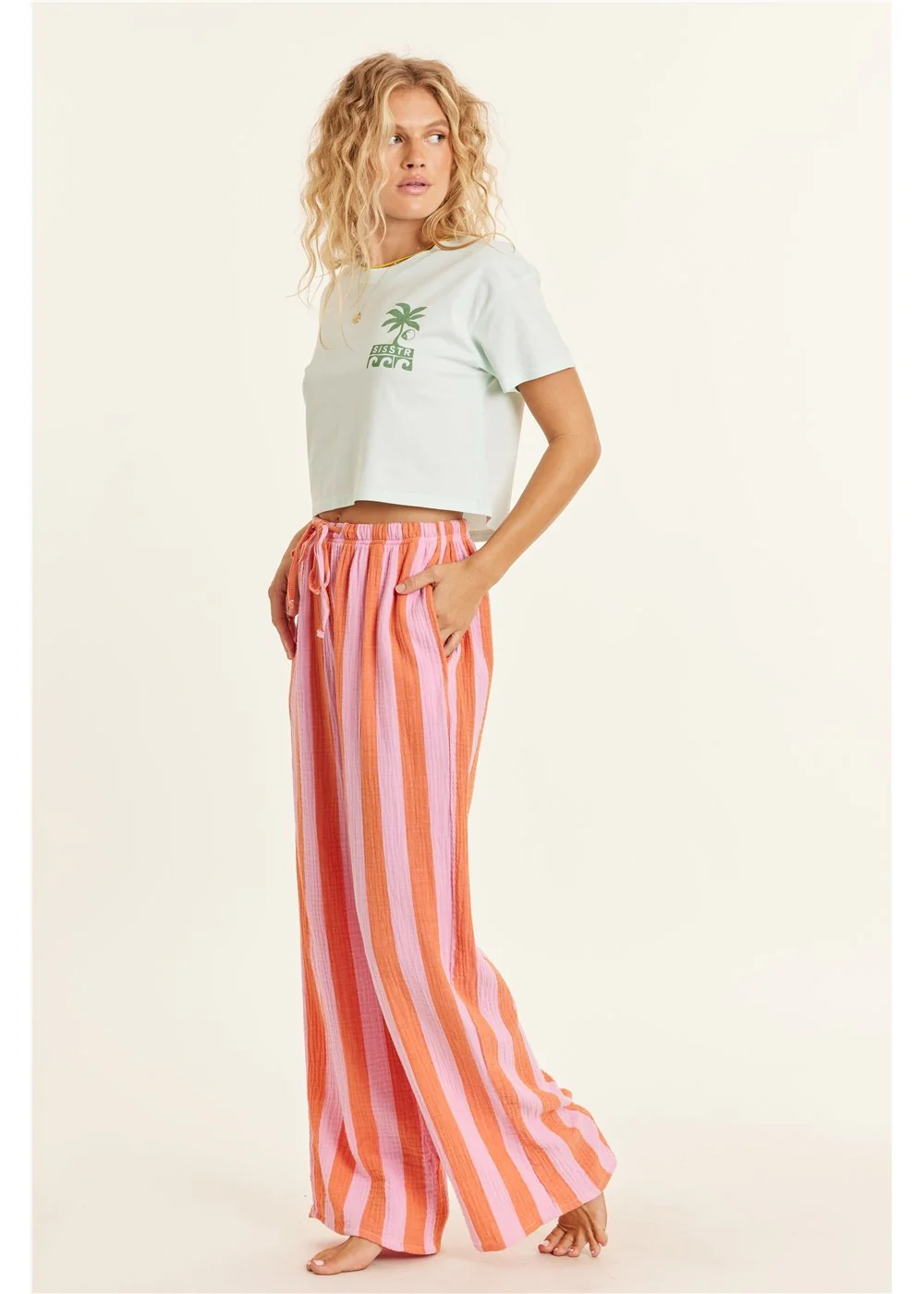 Changing Tides Cropped Short Sleeve Knit Top