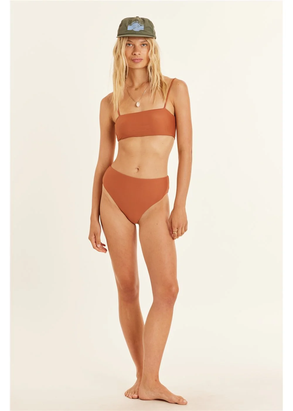 Solid High Waist Swim Bottom