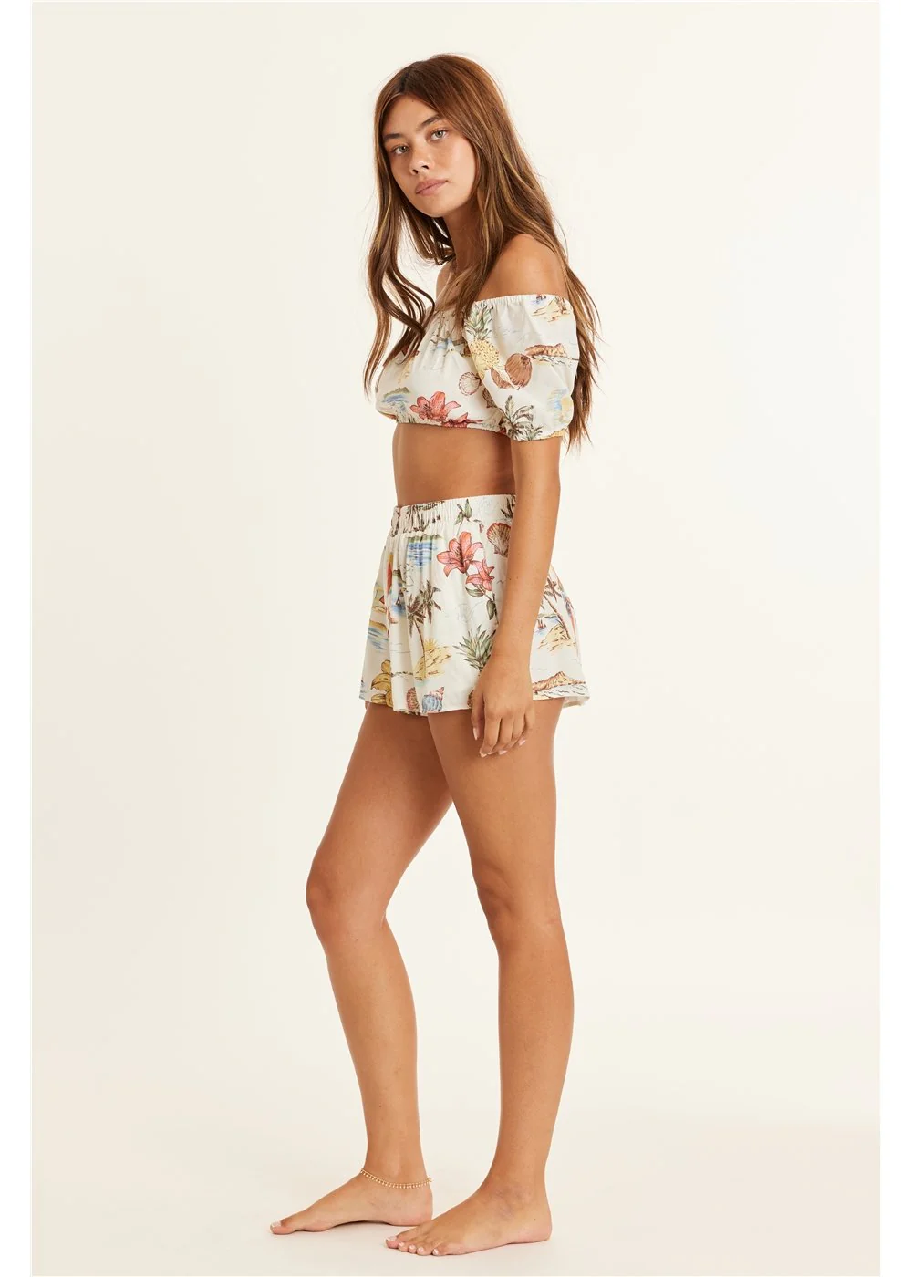 Short Sleeve Woven Crop Top