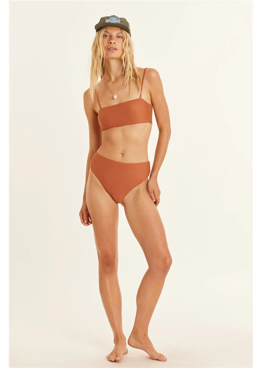 Solid High Waist Swim Bottom