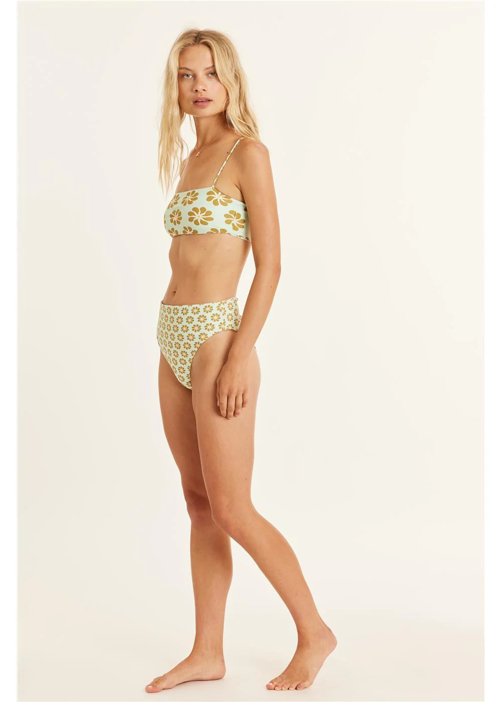 High Waist Flower Print Swim Bottom