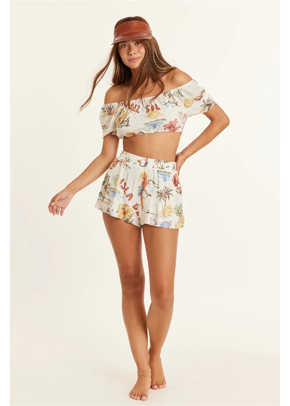 Short Sleeve Woven Crop Top