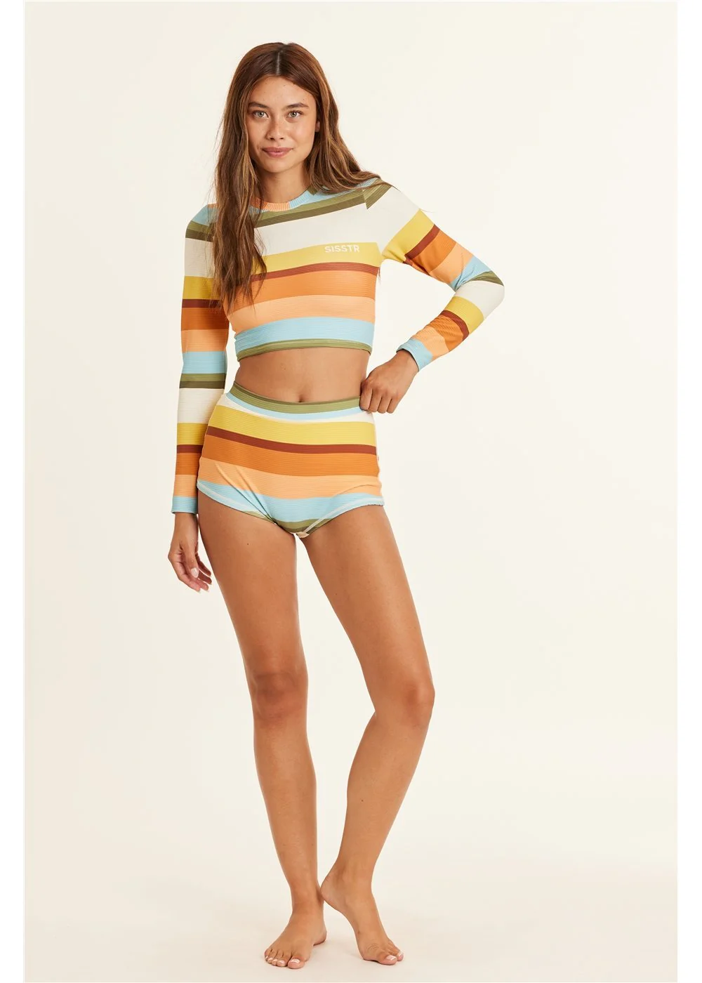 Ribbed Crop Top Rash Guard