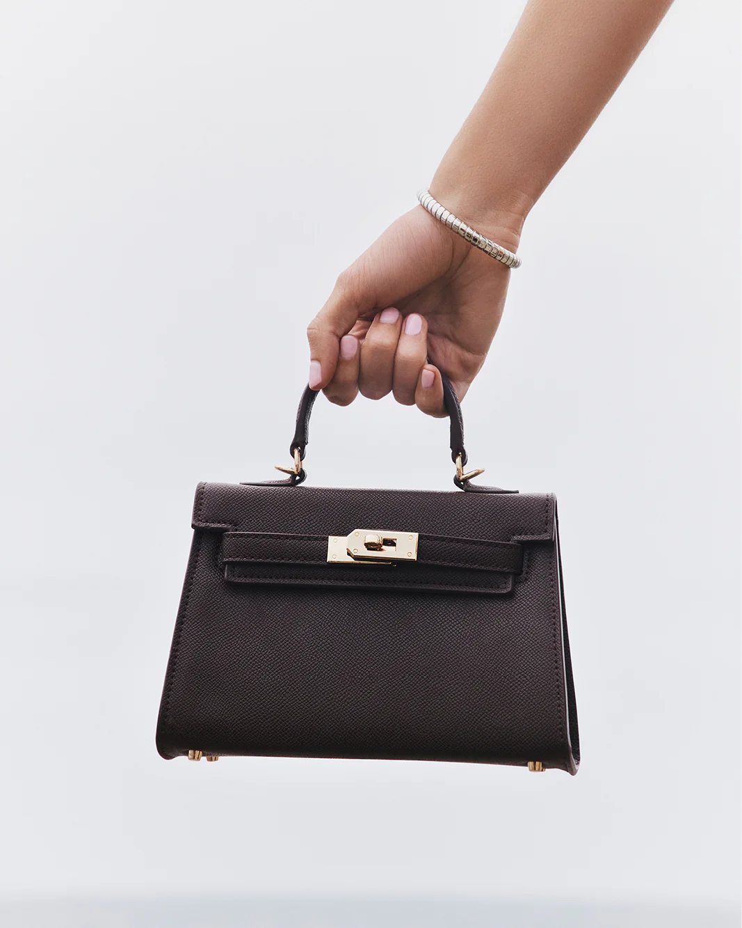 HARIETTE HANDLE BAG - DARK CACAO SAFFIANO