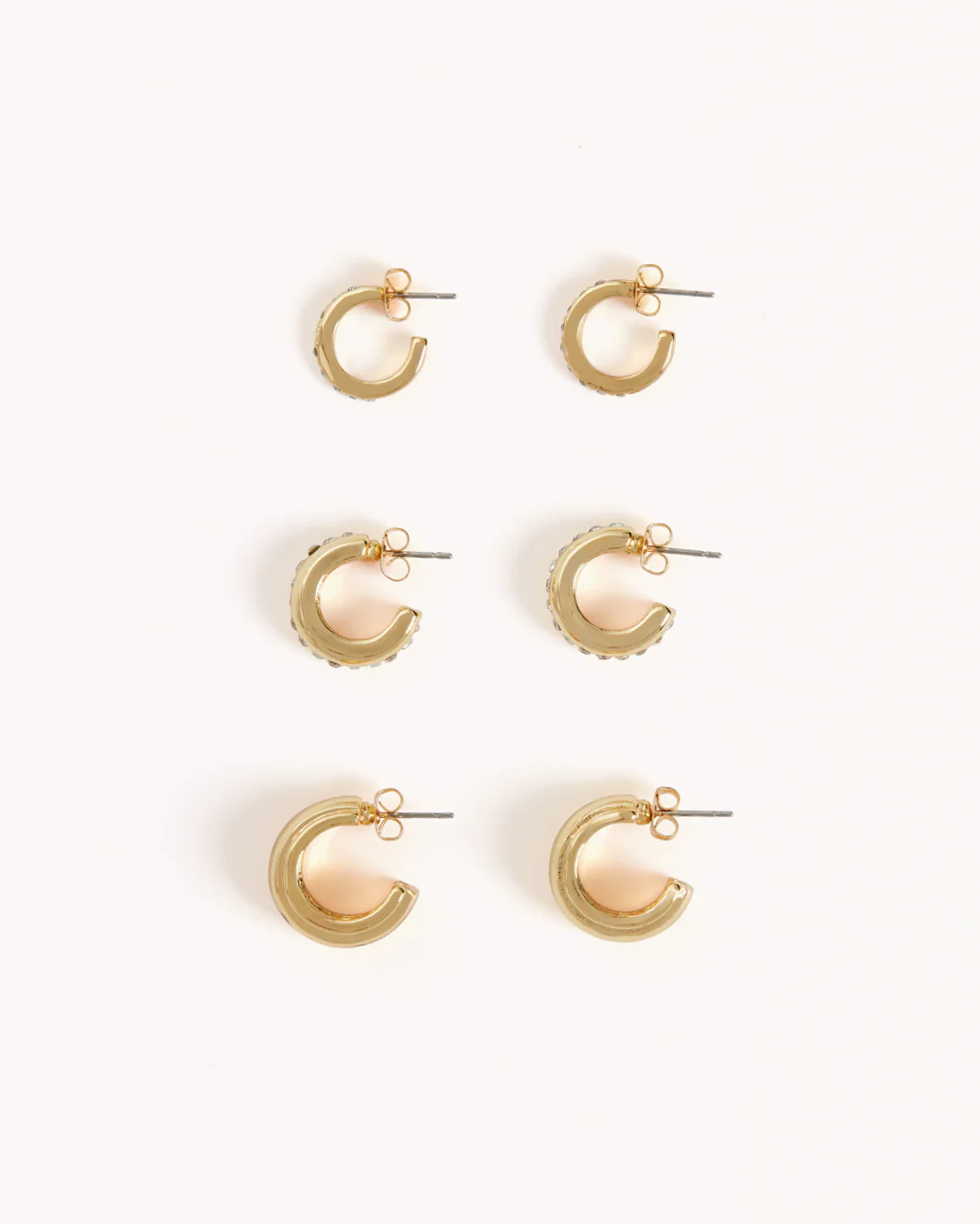 SORAYA 3 PACK EARRINGS - GOLD PLATED 18K-DIAMANTE