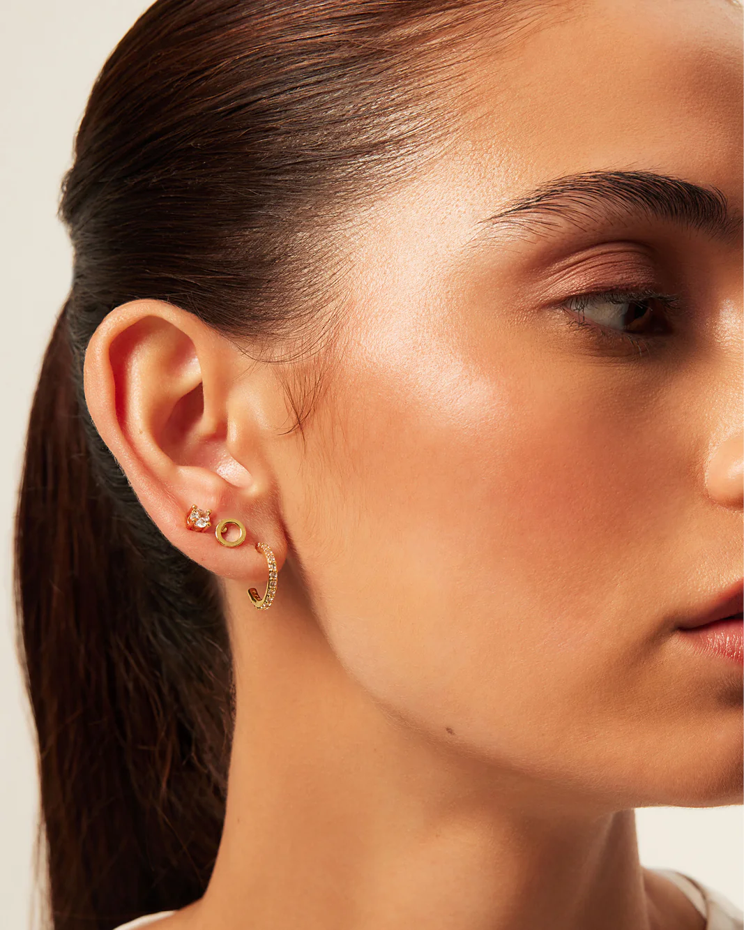 INITIAL 3 PACK EARRINGS - GOLD PLATED 18K