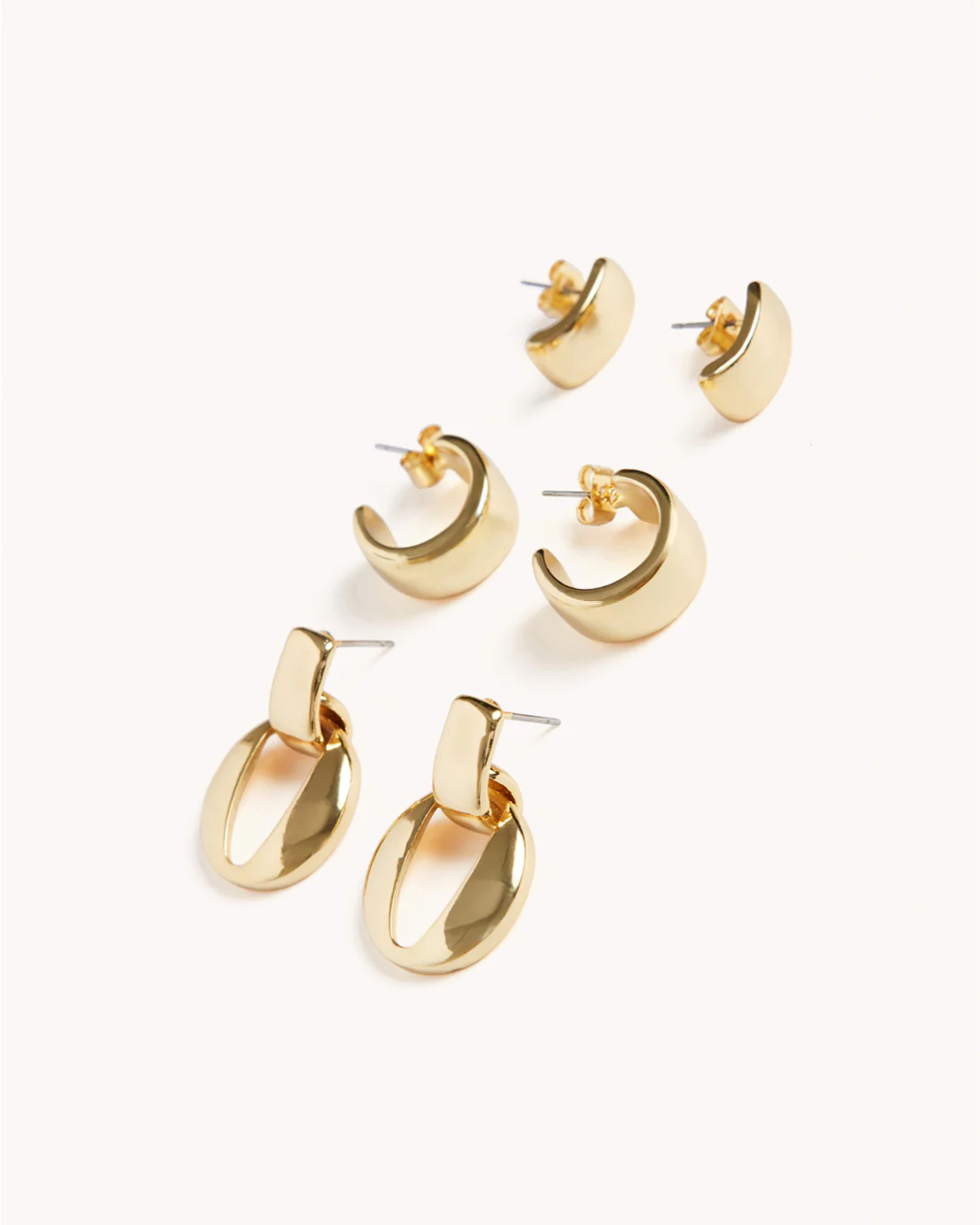 DELPHINE 3 PACK EARRINGS - GOLD PLATED 18K
