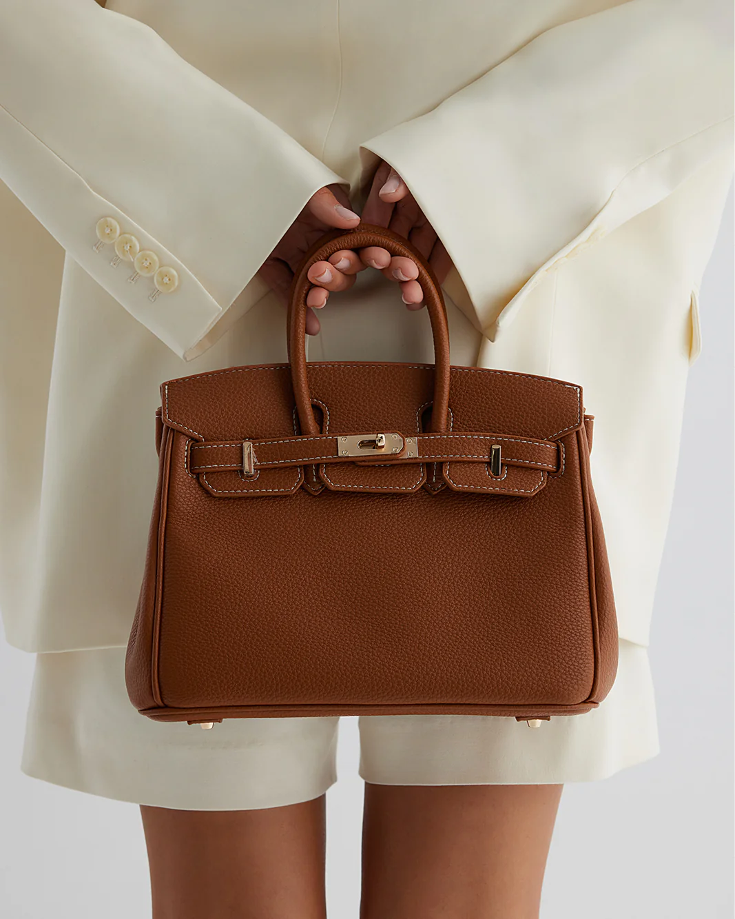 HAMPTON HANDLE BAG - TAN PEBBLE