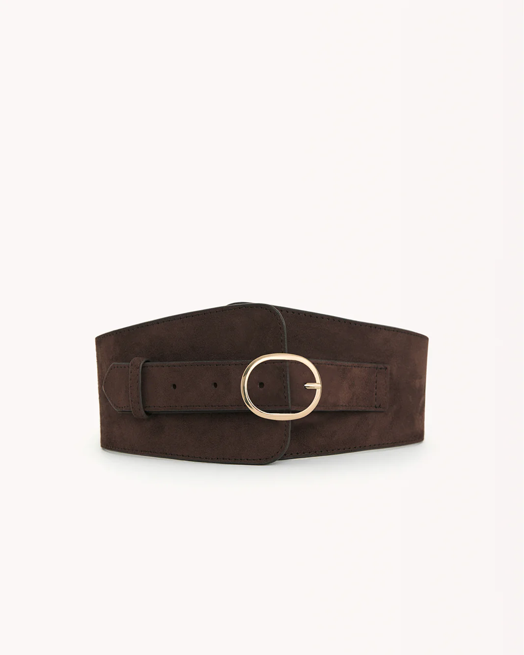 FRANKIE BELT - DARK CACAO SUEDE-GOLD