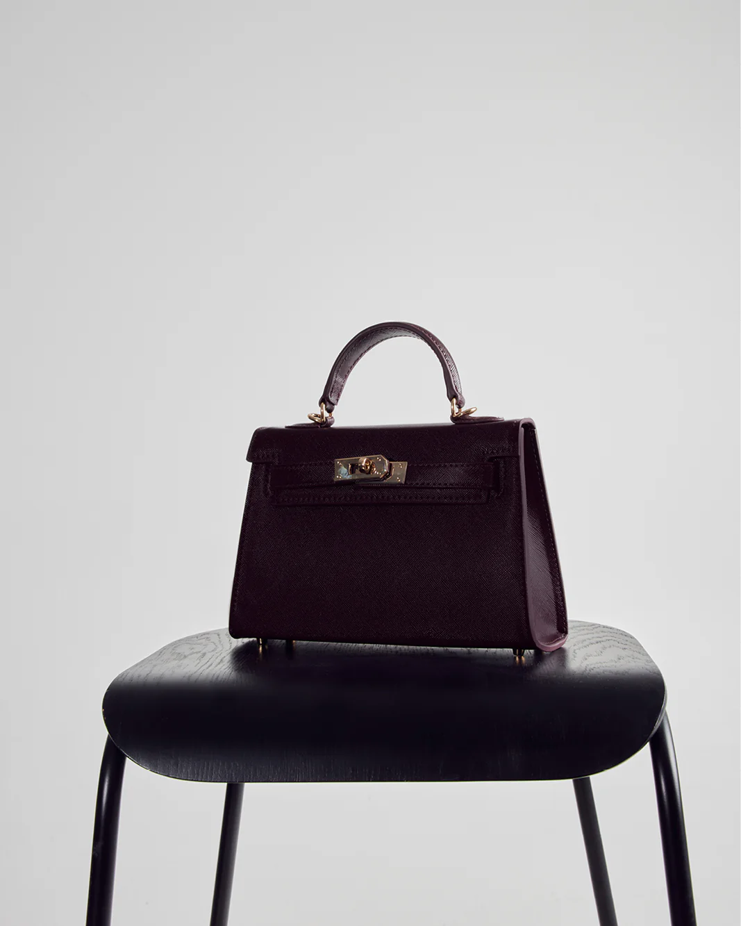 HARIETTE HANDLE BAG - MERLOT SAFFIANO