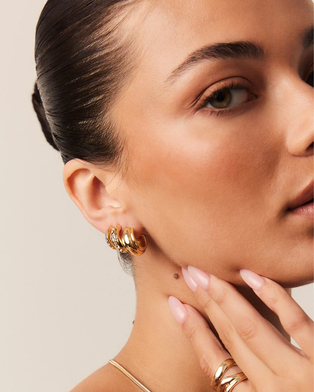 SORAYA 3 PACK EARRINGS - GOLD PLATED 18K-DIAMANTE