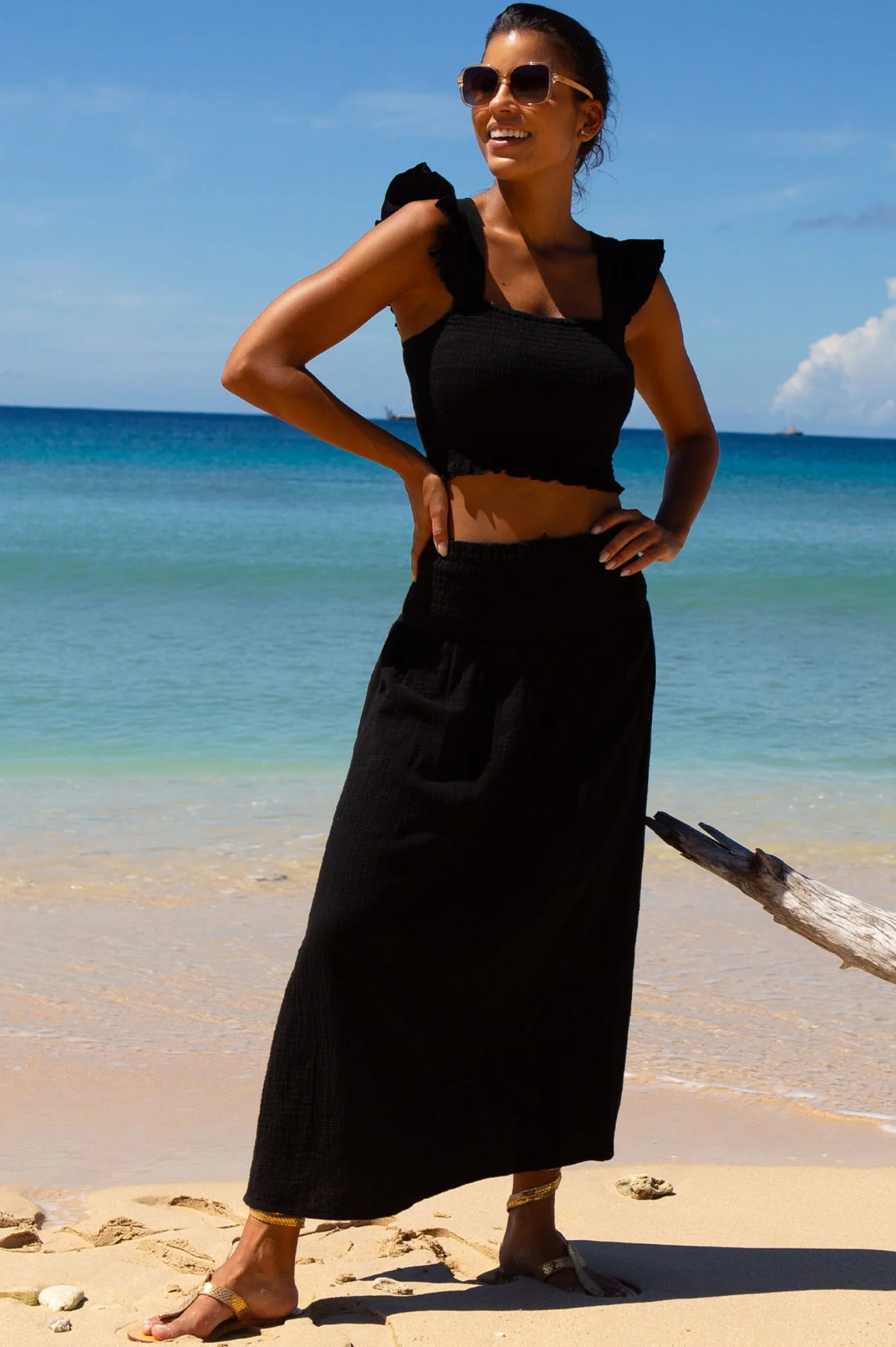 Brady Cheesecloth Skirt | Black